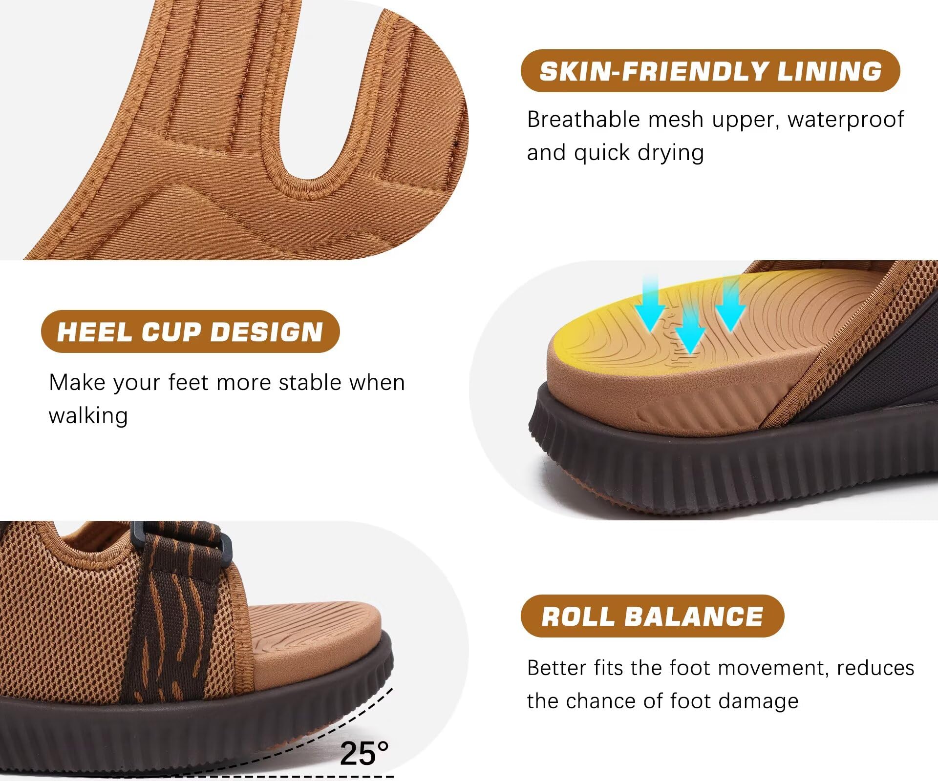 KuaiLu Sandali Sportivi Uomo Comode Camminata Ortopediche Fascite Plantare Memory Foam Ciabatte Estive Leggero Regolabile Antiscivolo Plateau Sandalo
