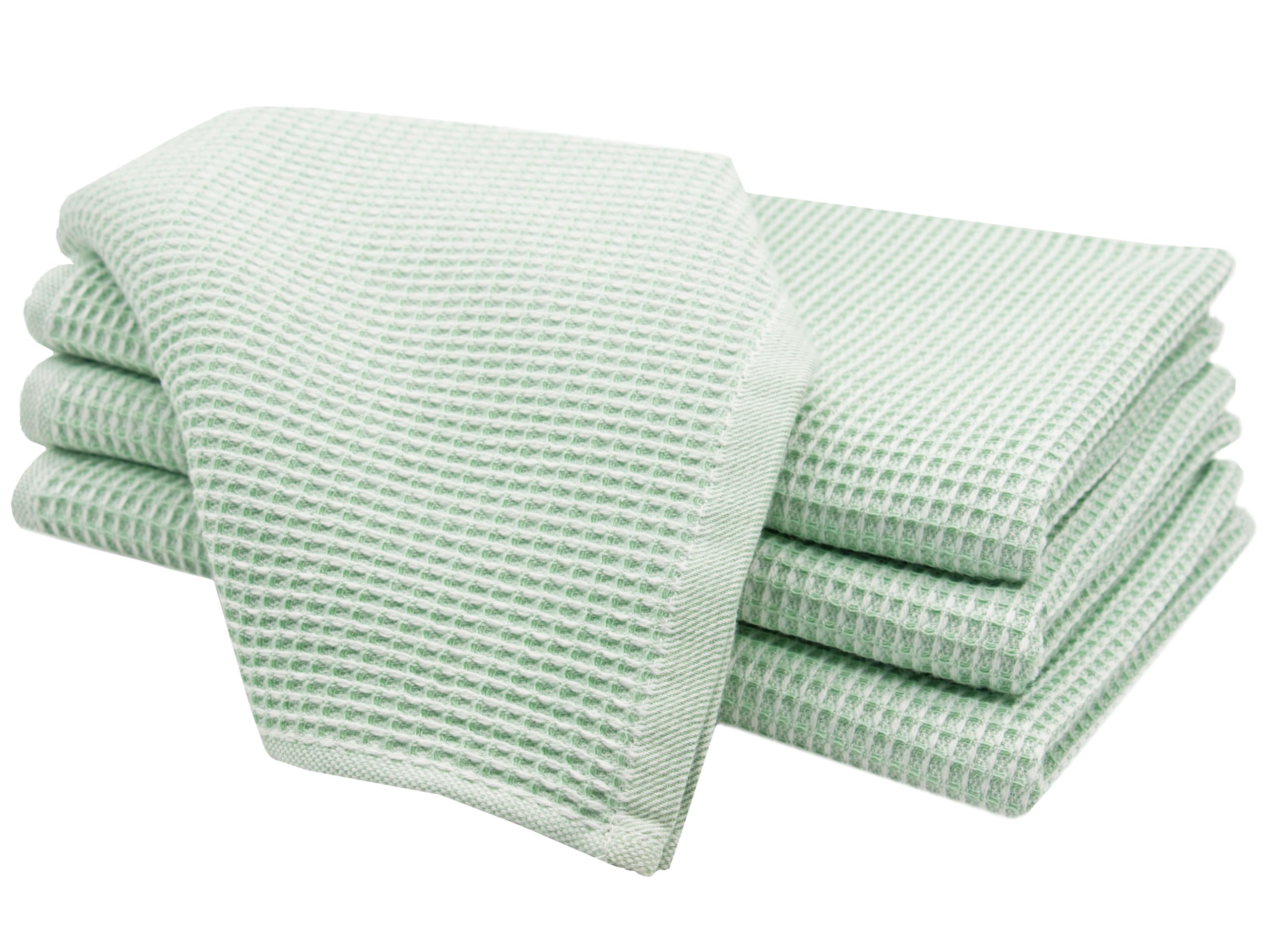 ZOLLNER 4 paños de Cocina de piqué, algodón orgánico, Verde Claro, 50x70 cm