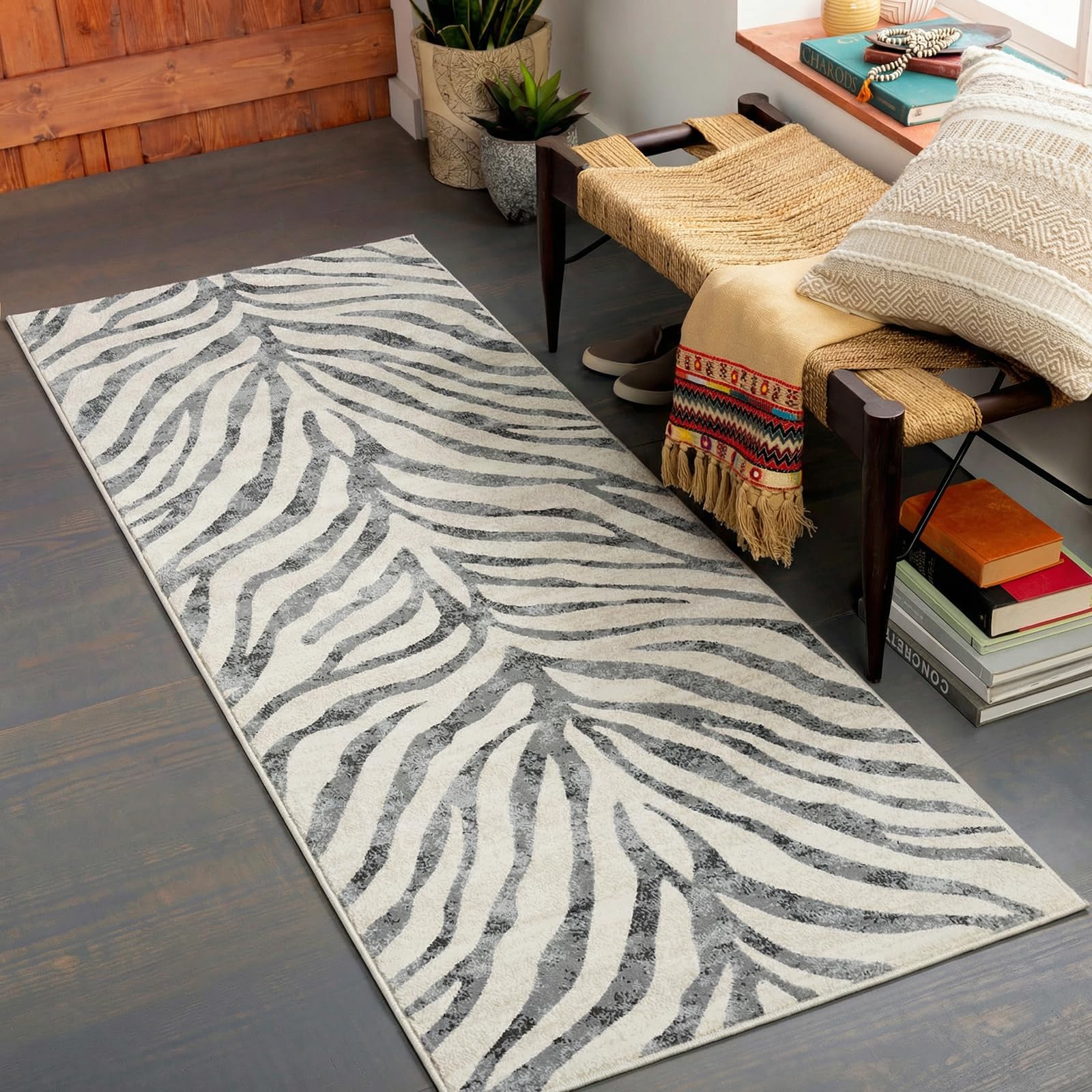 Livabliss Cybele Geometric Rug - Scandi Runner Rugs for Living Room 80x150 cm, Hallway, Kitchen - Neutral, Patterned Runners, Boho Rug Style, Easy Care - Large Rug, Charcoal, Grey and Beige