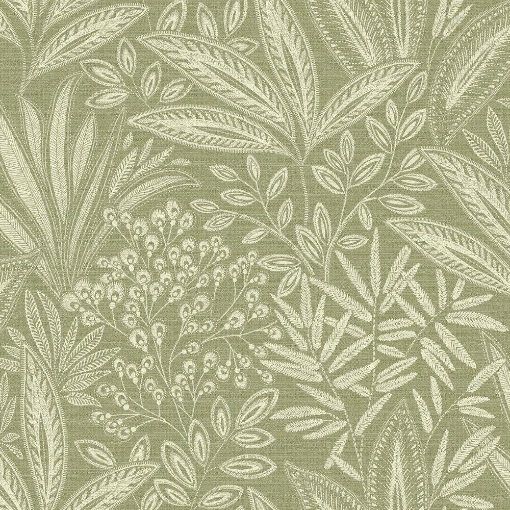 Crown Sahara Leaf Fern Green Wallpaper M1780