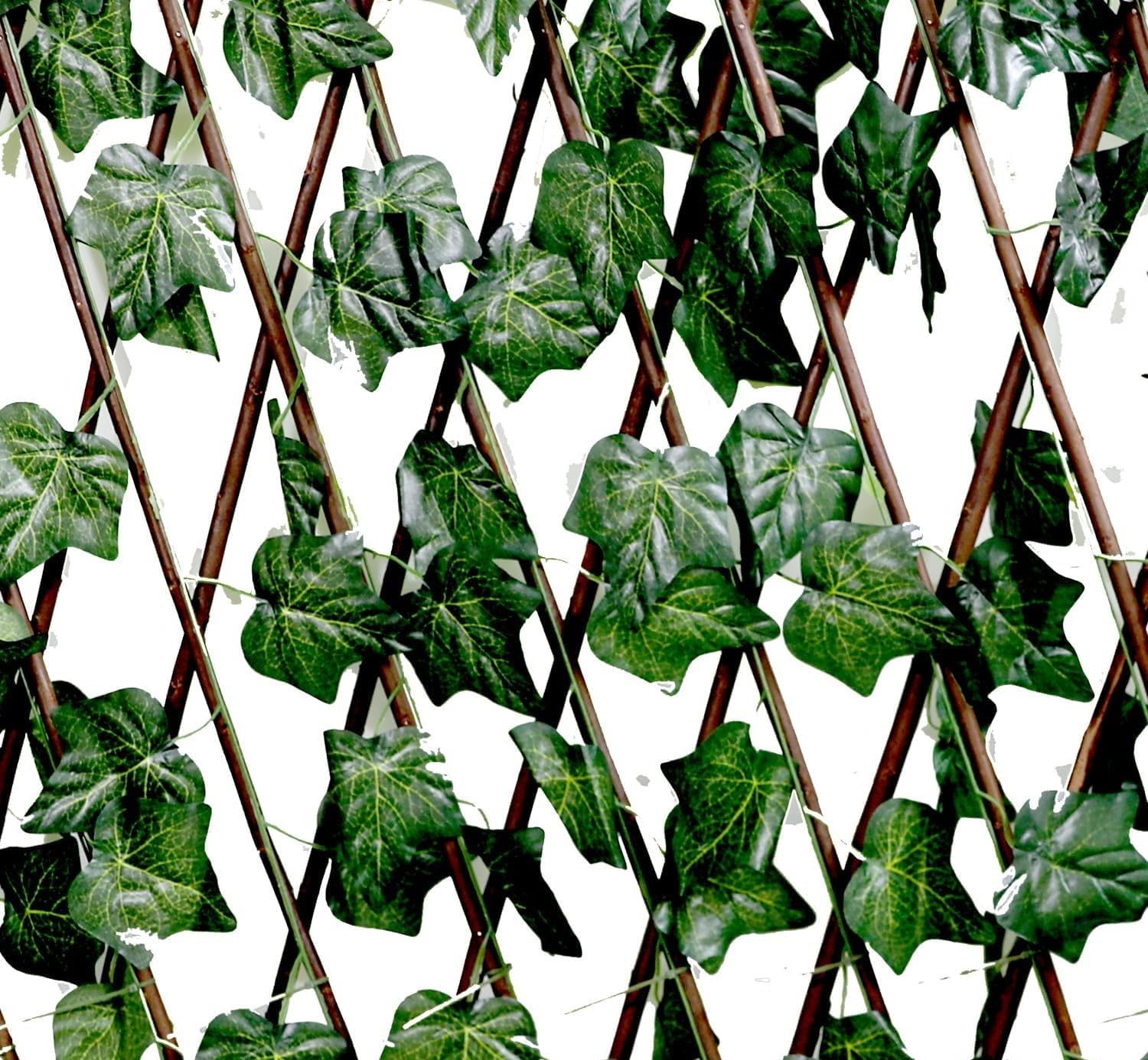 De Gardenia Expandable Wooden Garden Fence with Artificial Leaves for Wall & Ceiling, Privacy Screen, Decorative Faux Ivy Panel, Green, 3ft x 3ft for Outdoor & Indoor Use - Image 2 thumbnail