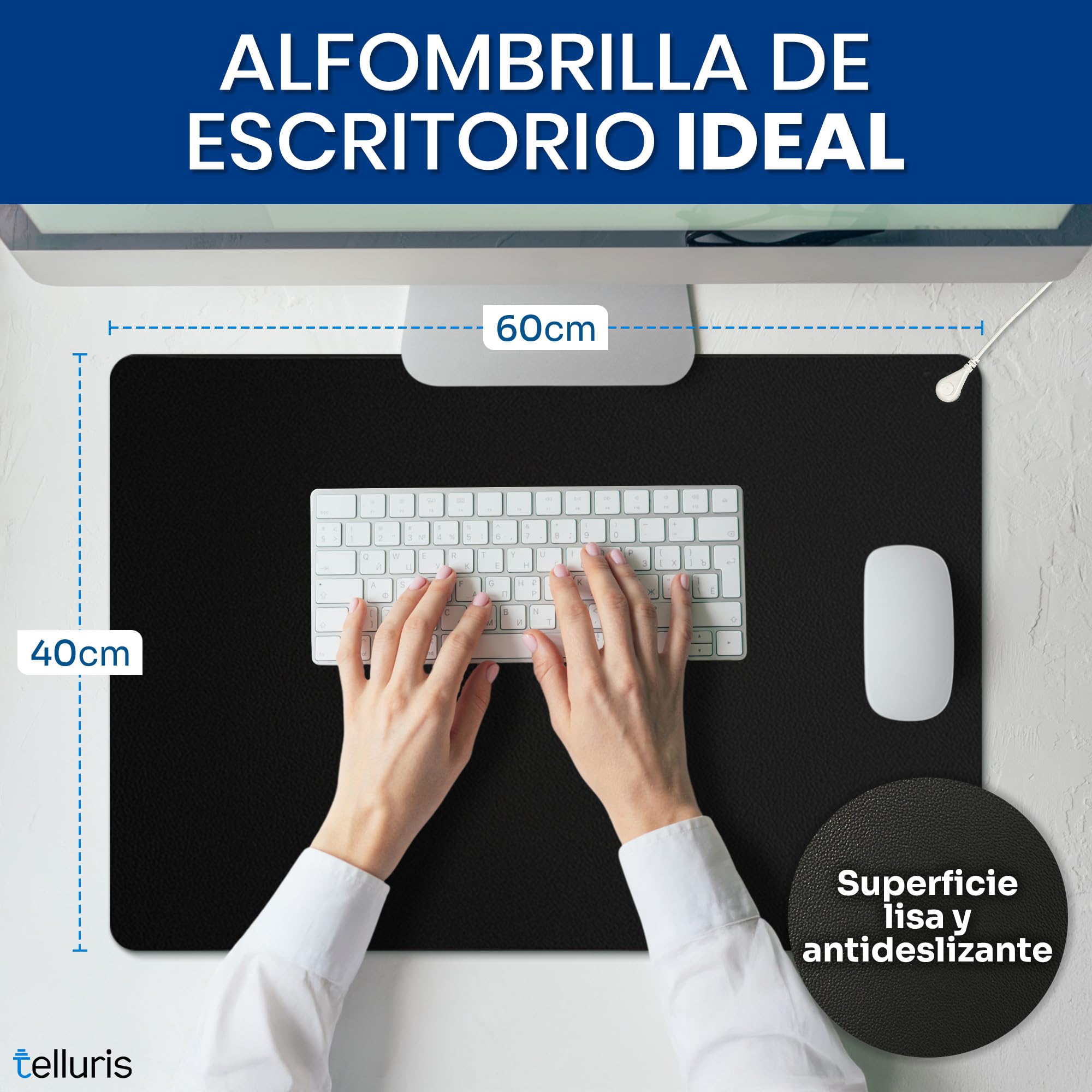 Alfombra de puesta a tierra – Comodidad y protección antiestática – Bajo mano de oficina Grounding para reducción de campos electromagnéticos – Superficie ergonómica y conductiva