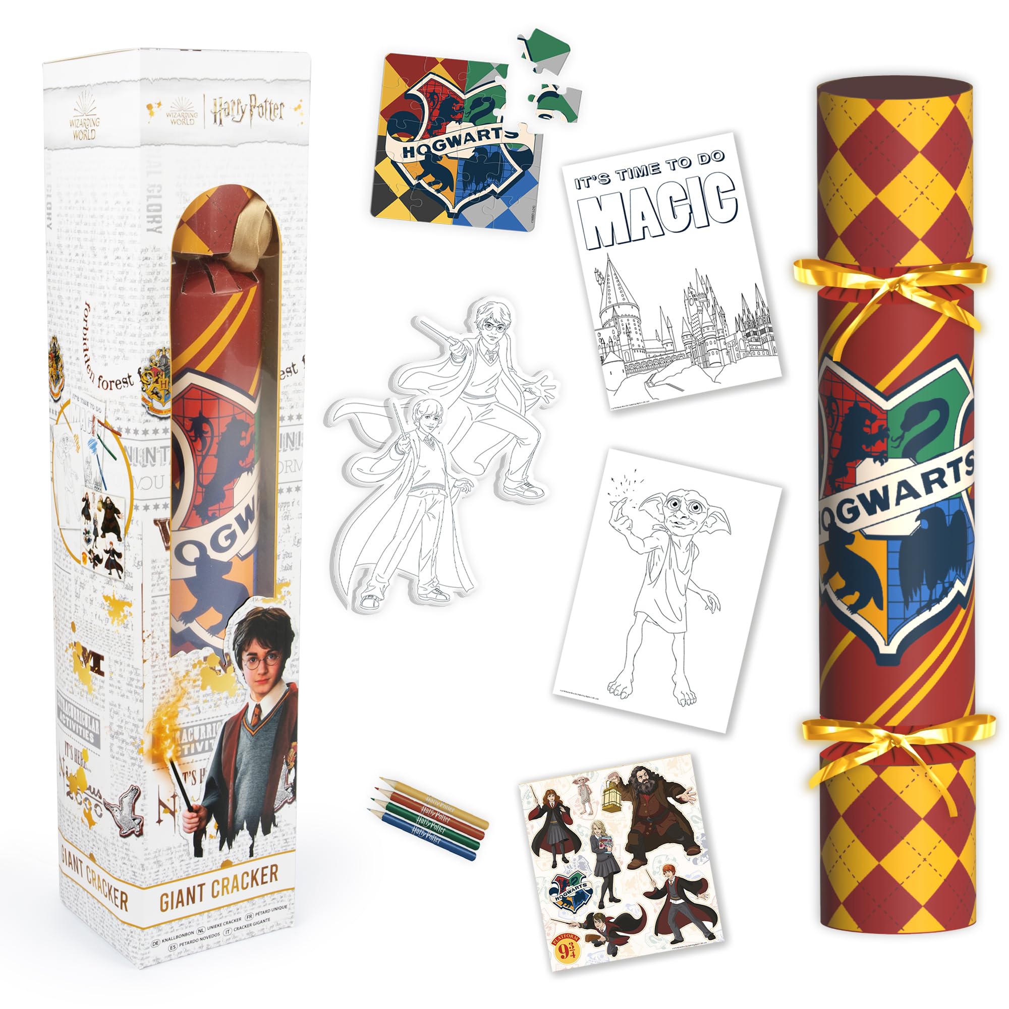 Abeec Boys Harry Potter Giant Christmas Cracker - 48Cm Cracker With Stickers, Pencils, Colouring Sheets, And Puzzle – Ideal For And Girls