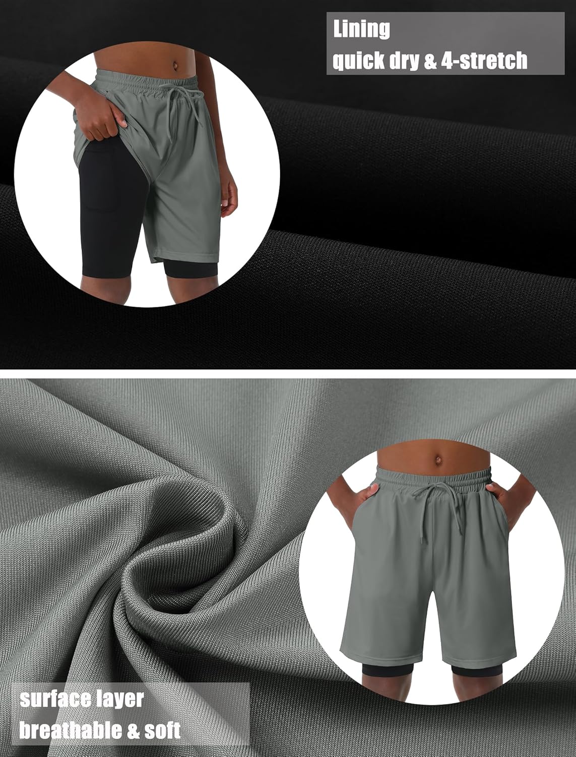 EXARUS Boys Athletic Shorts 4"/6" Quick Dry Lightweight Adjustable Elastic Waist Pockets Basketball Soccer Running - Image 4