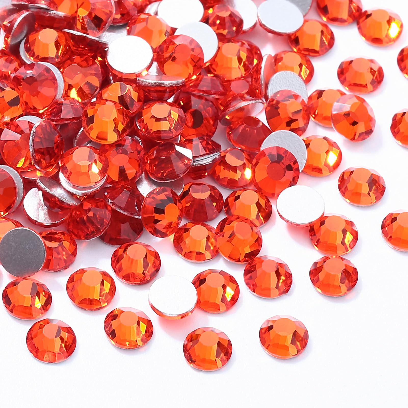 Meibite Hyacinth Flatback Rhinestones, Glass Rhinestones for Nail Art and Craft, Glue Fix, Loose Crystal Gemstones(Orange, SS16, 1440pcs, 3.8-4.0mm)