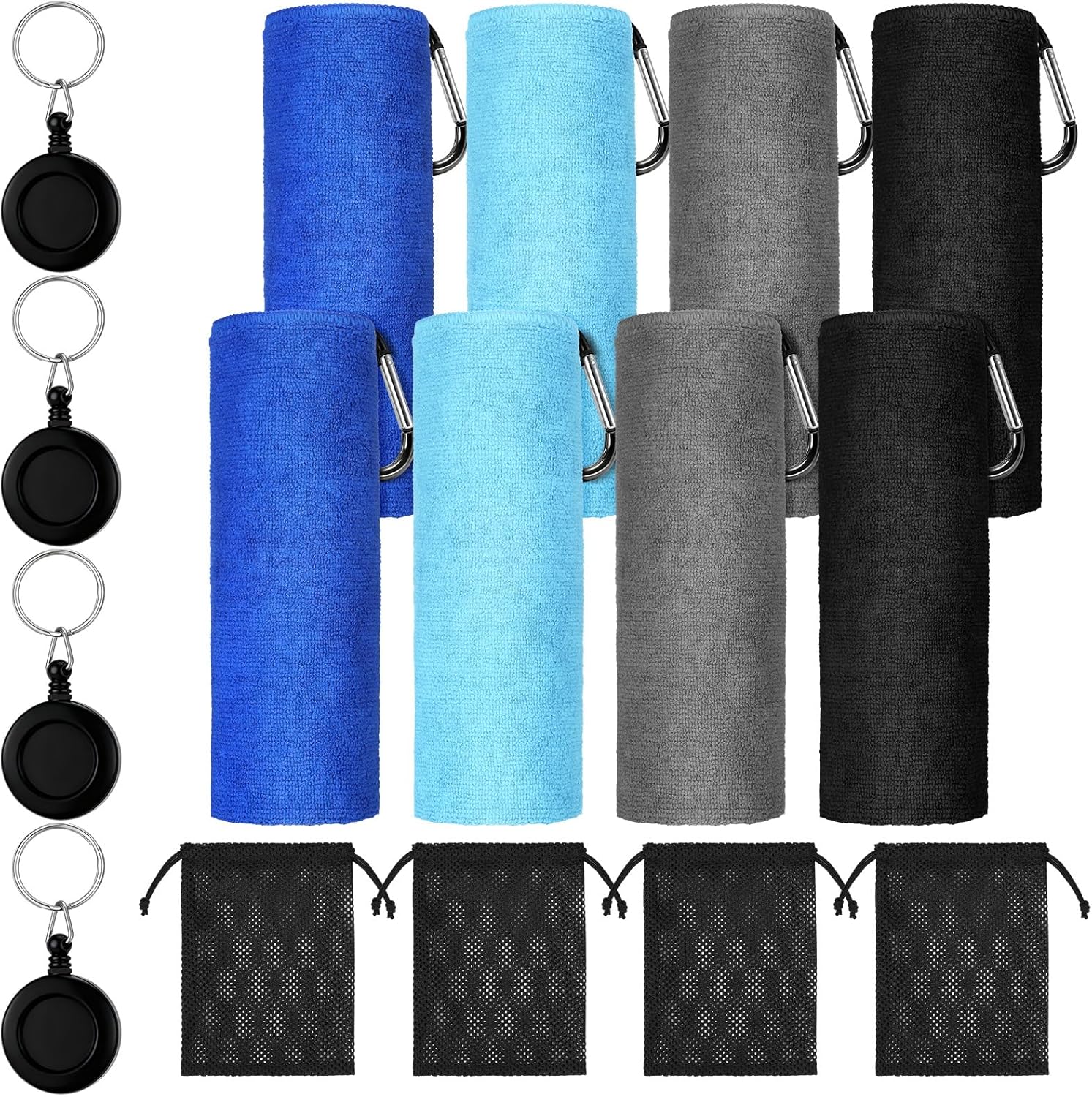 8 Pack Microfiber Fishing Towels with Clips and Retractable Buckles 16 x 24'' Absorbent Fishing Bait Towels with Storage Bag for Fly Kayaking Hiking Boating Kayaking Camping Hiking