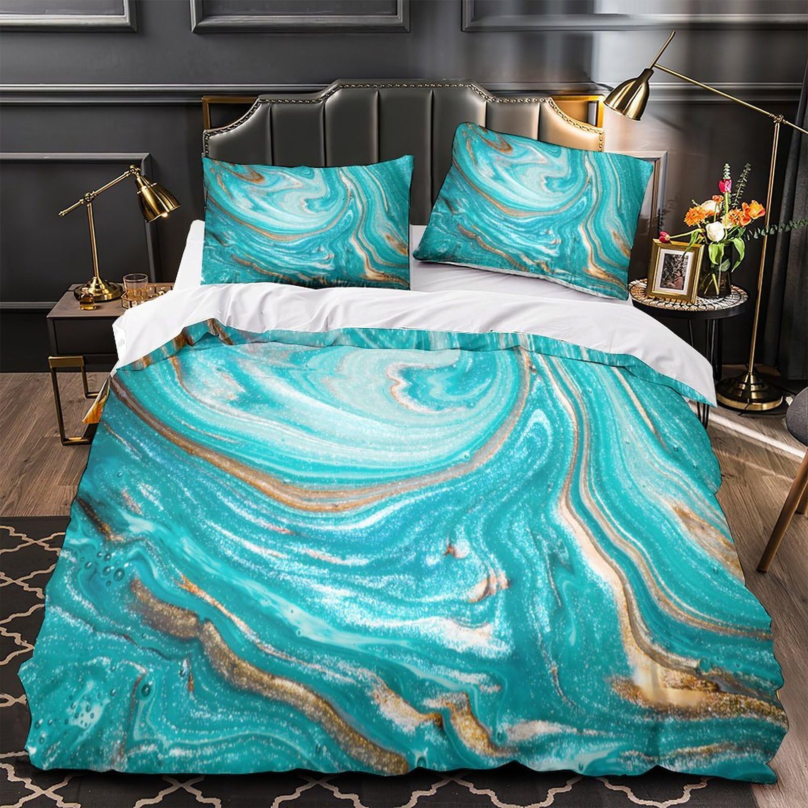 Housse de couette respirante 140x200 en microfibre hypoallergénique imprimée 3D abstraite