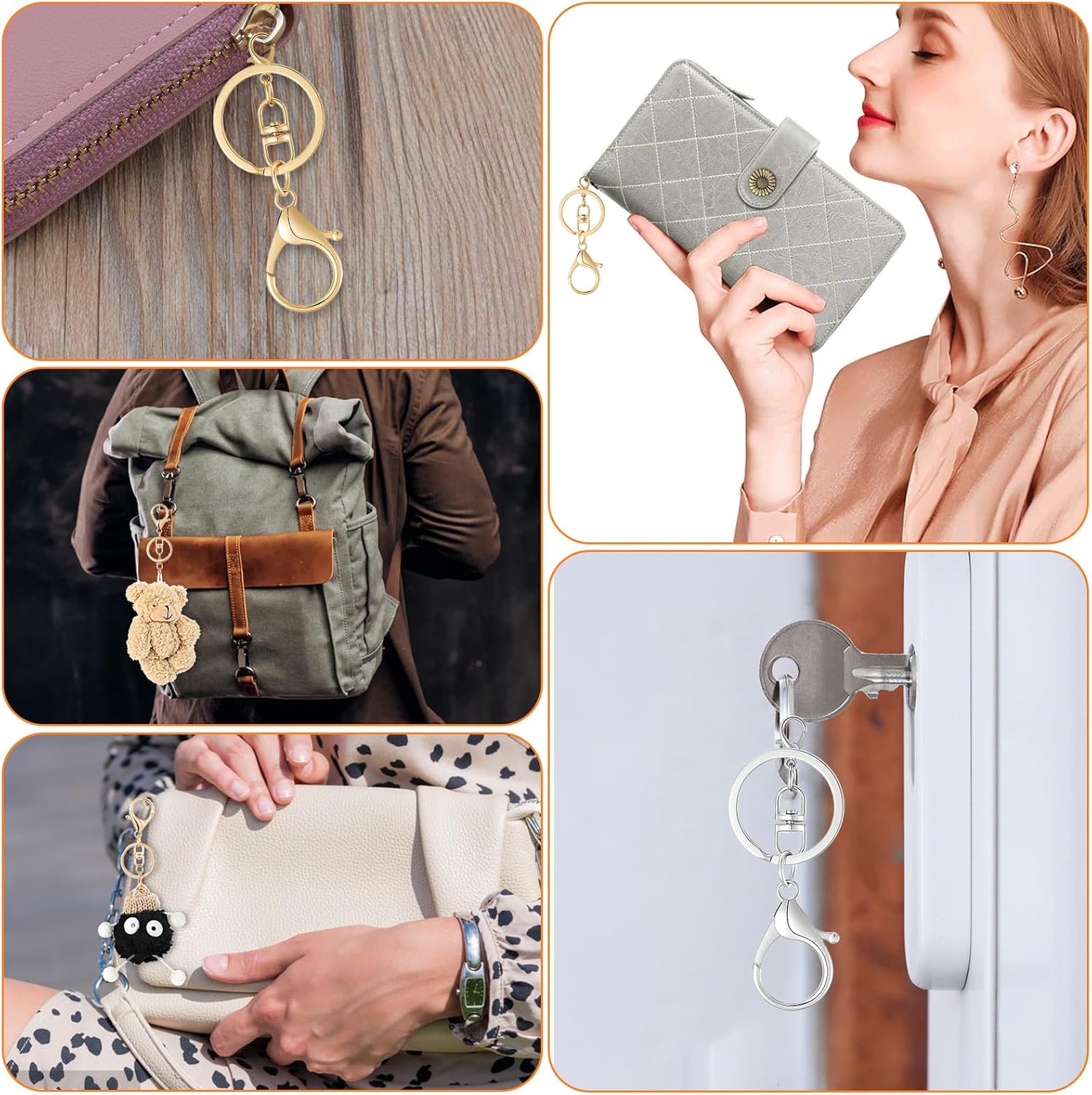 10 Pack Gold Clasps for Keychains Metal Lobster Claw Clasps and Key Rings Large Keychain Clips with Swivel Clip & Flat Split Lobsters Claws Clasp for Jewelry Making DIY Art Craft Silver - Image 5