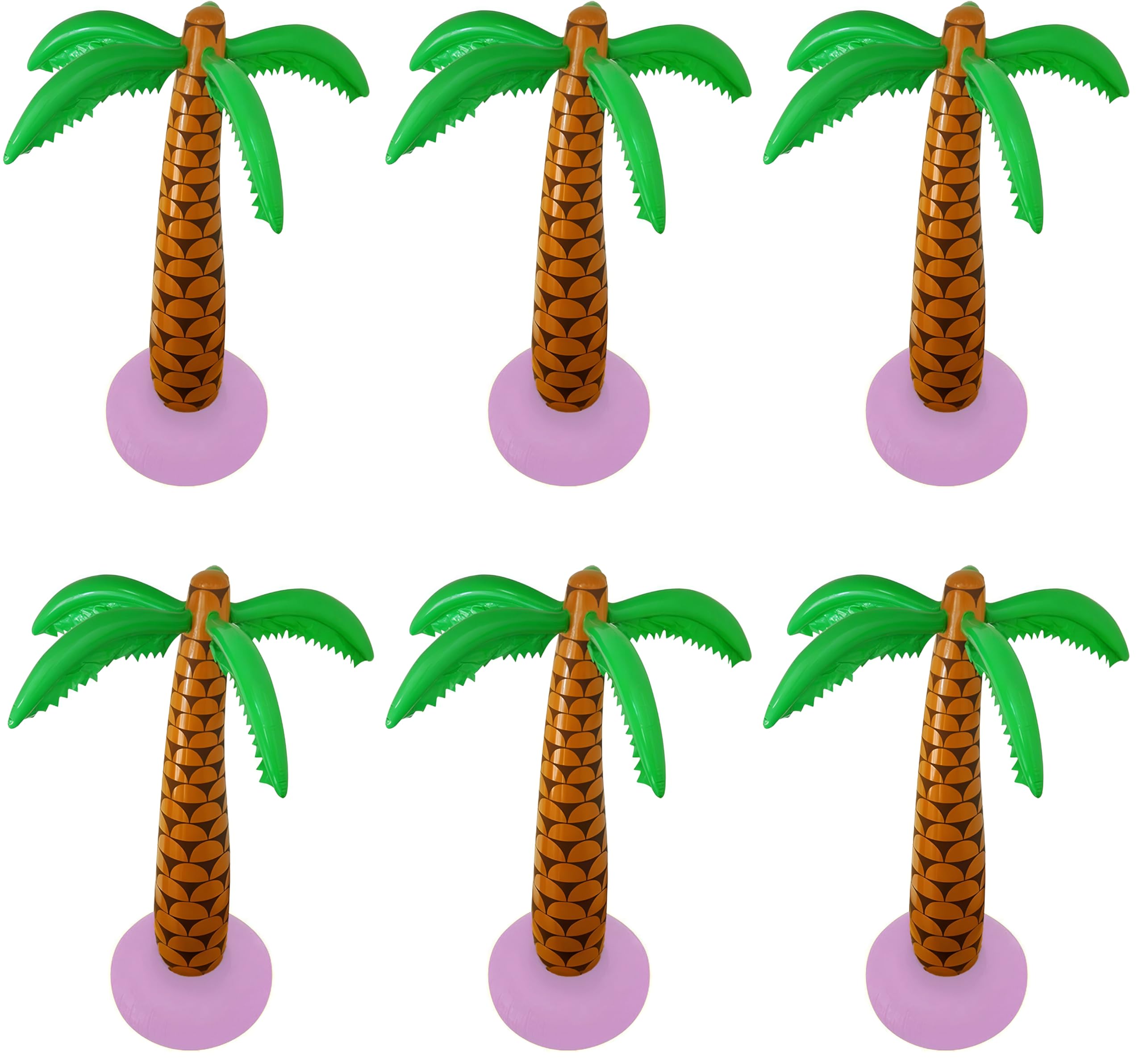 6 x Inflatable Palm Trees 90cm – Tropical Party Decorations – Hawaiian Luau Beach & Island Adventure Wayfinder Theme – Large Coconut Tree Prop for Kids & Adults Parties