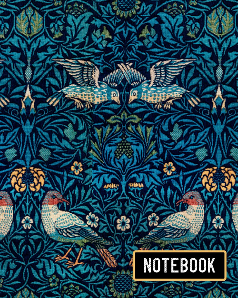 Birds By William Morris Notebook 8x10: Composition Notebook - College Ruled 100 Pages - Large 8 x 10