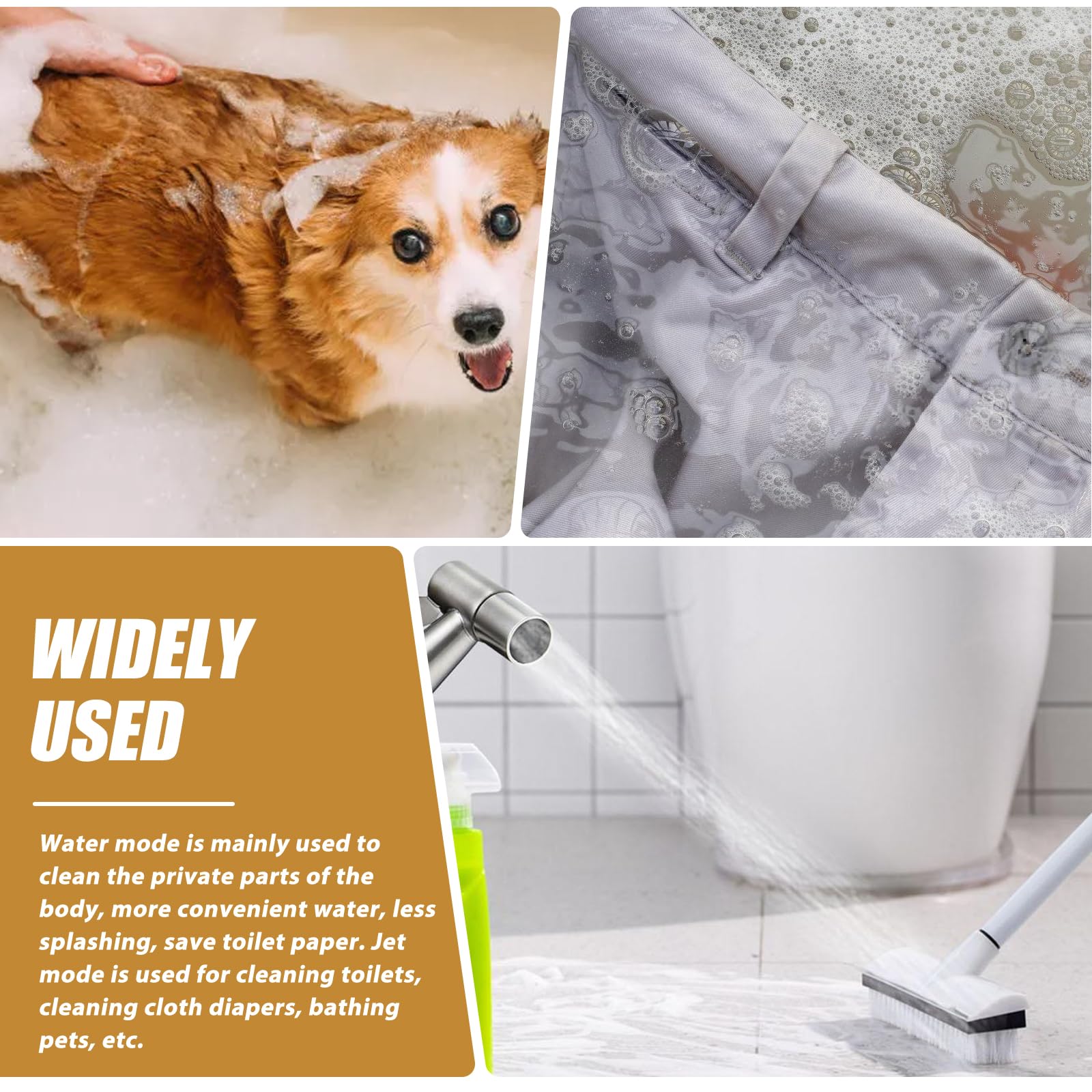 Bidet doccetta a mano in acciaio inox spruzzatore WC kit con erogatore tubo gancio