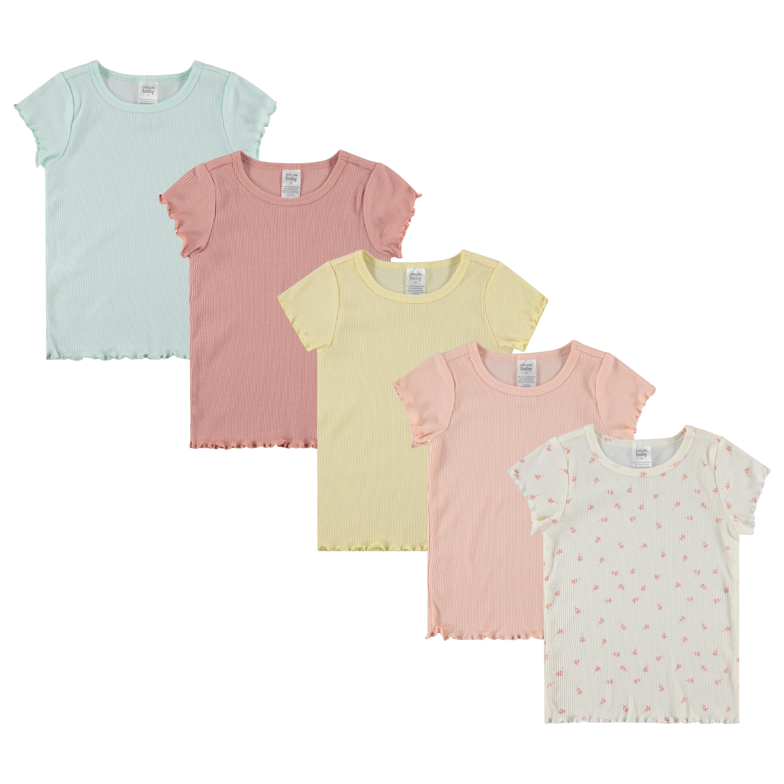 Cudlie 5-Pack Toddler/Baby Girl Short Sleeve Tops - Premium Quality Shirt Tops for Lightweight Comfort and Style.