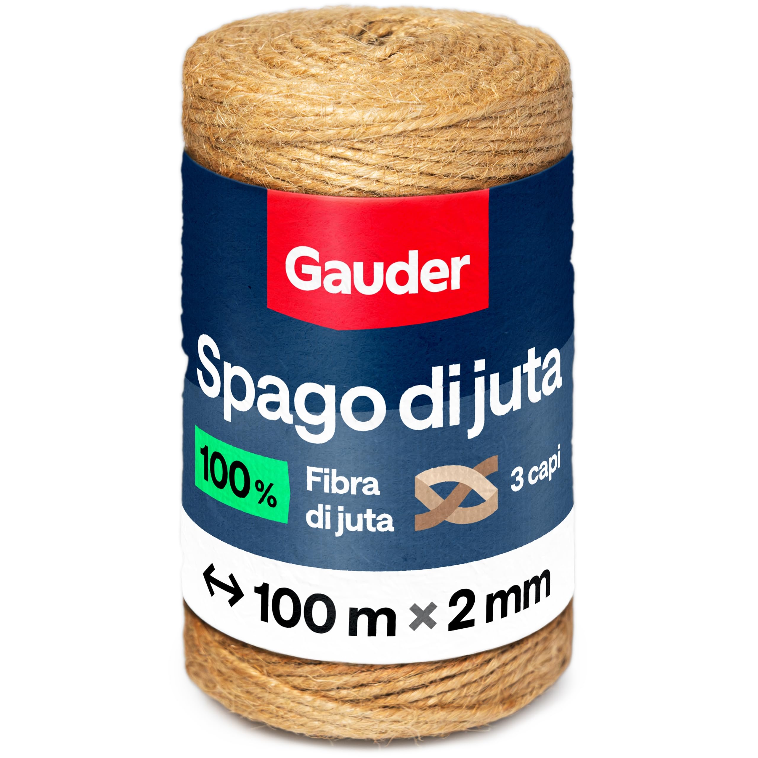 GAUDER Spago di Juta naturale 100 m x 2 mm – Filo da giardino e reggiplante