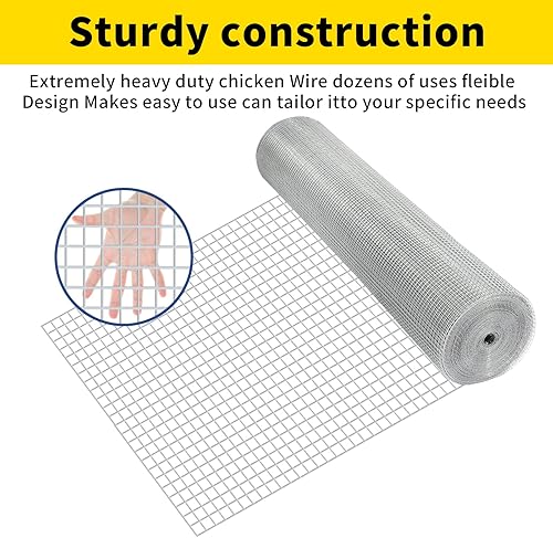Miniatura 5 de Malla de alambre galvanizado de tela de hardware galvanizado de 48 pulgadas x 50 pies, calibre 19, valla de alambre galvanizado resistente