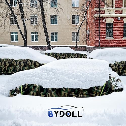 Miniatura 7 de BYDOLL Funda impermeable para automóvil para todo tipo de clima, 6 capas, a prueba de nieve, resistente al viento, protector de granizo completo,
