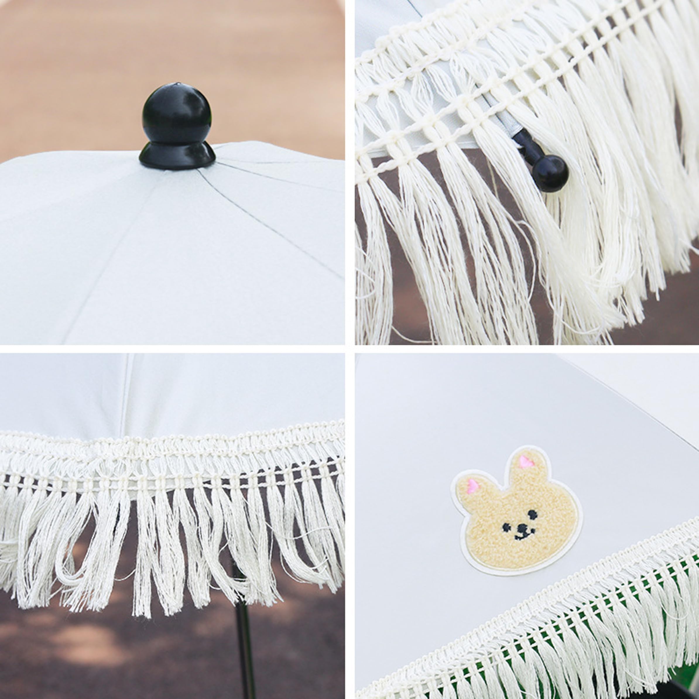 Silla de Playa para niños pequeños con sombrilla y Abrazadera Silla Segura para bebés con Revestimiento Plateado sombrilla de Encaje Blanco para protección contra el Sol y la Lluvia de Play