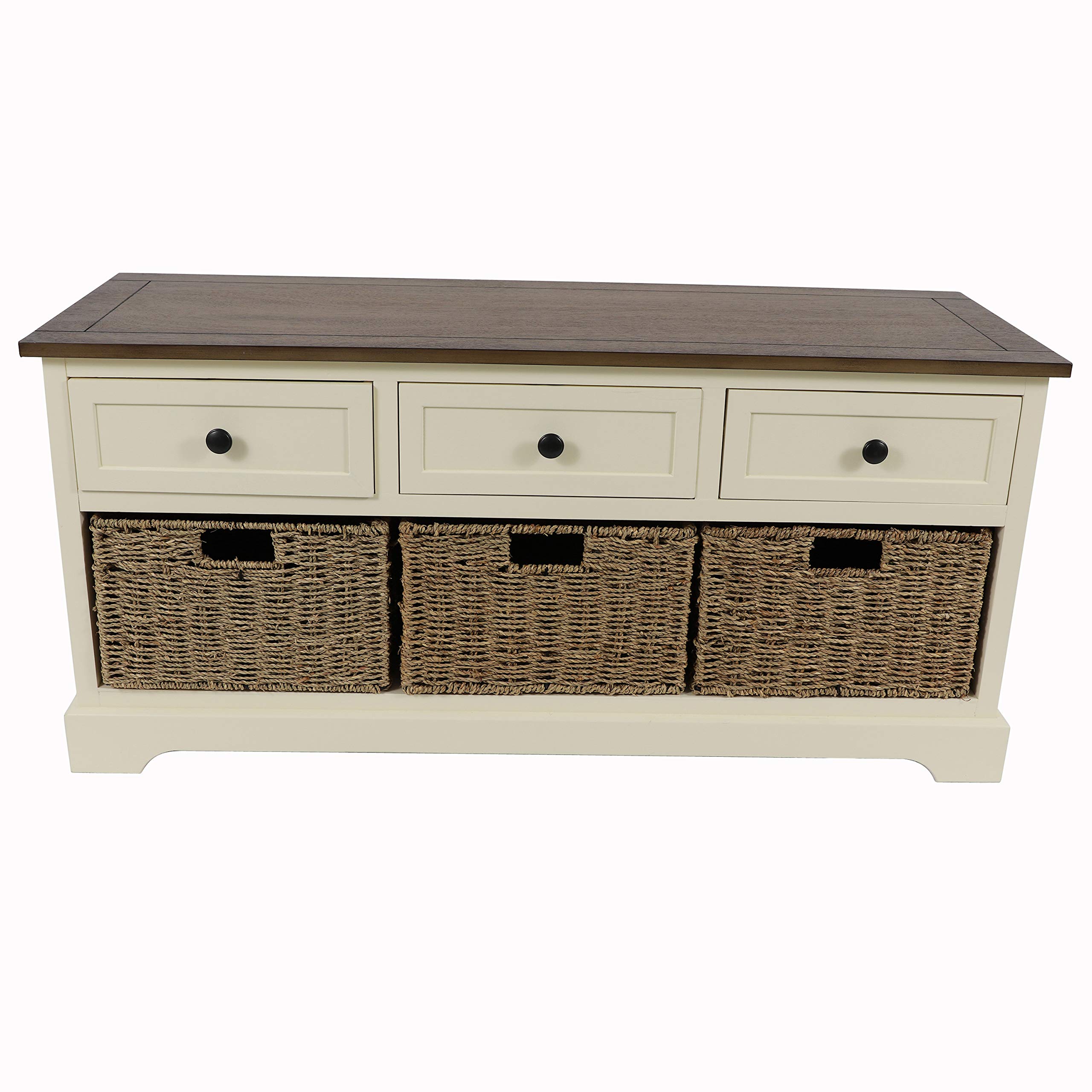 Décor Therapy Montgeomery Bench, White with British Brown Top