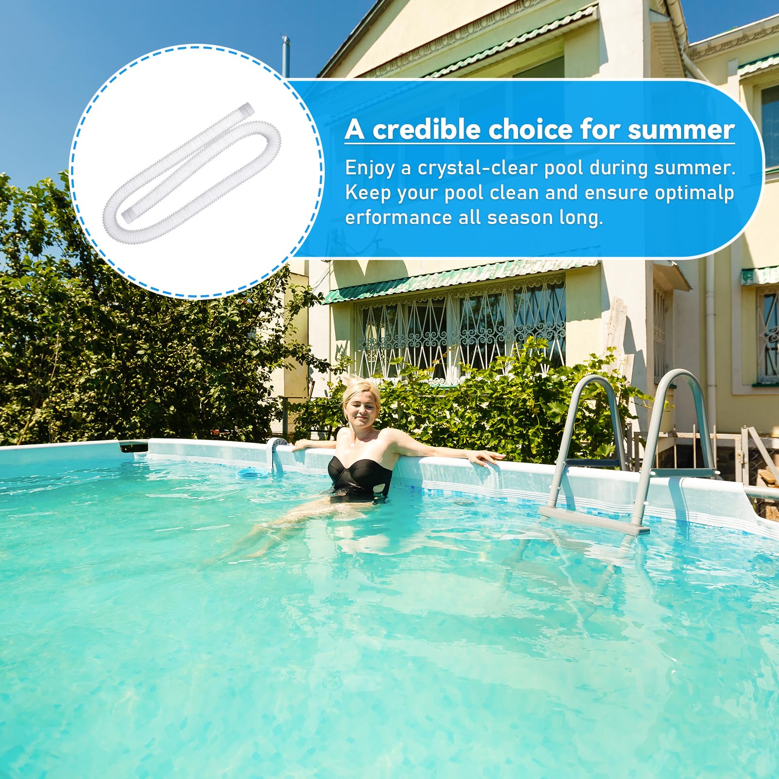 Manguera Piscina 32mm, Tubo Piscina 32mm, 2 PCS Manguera Limpiafondos Piscinas 150 CM, Tubos Depuradora Piscinaes, Espesamiento A Prueba de Fugas, para Bomba de Filtro y Piscinas