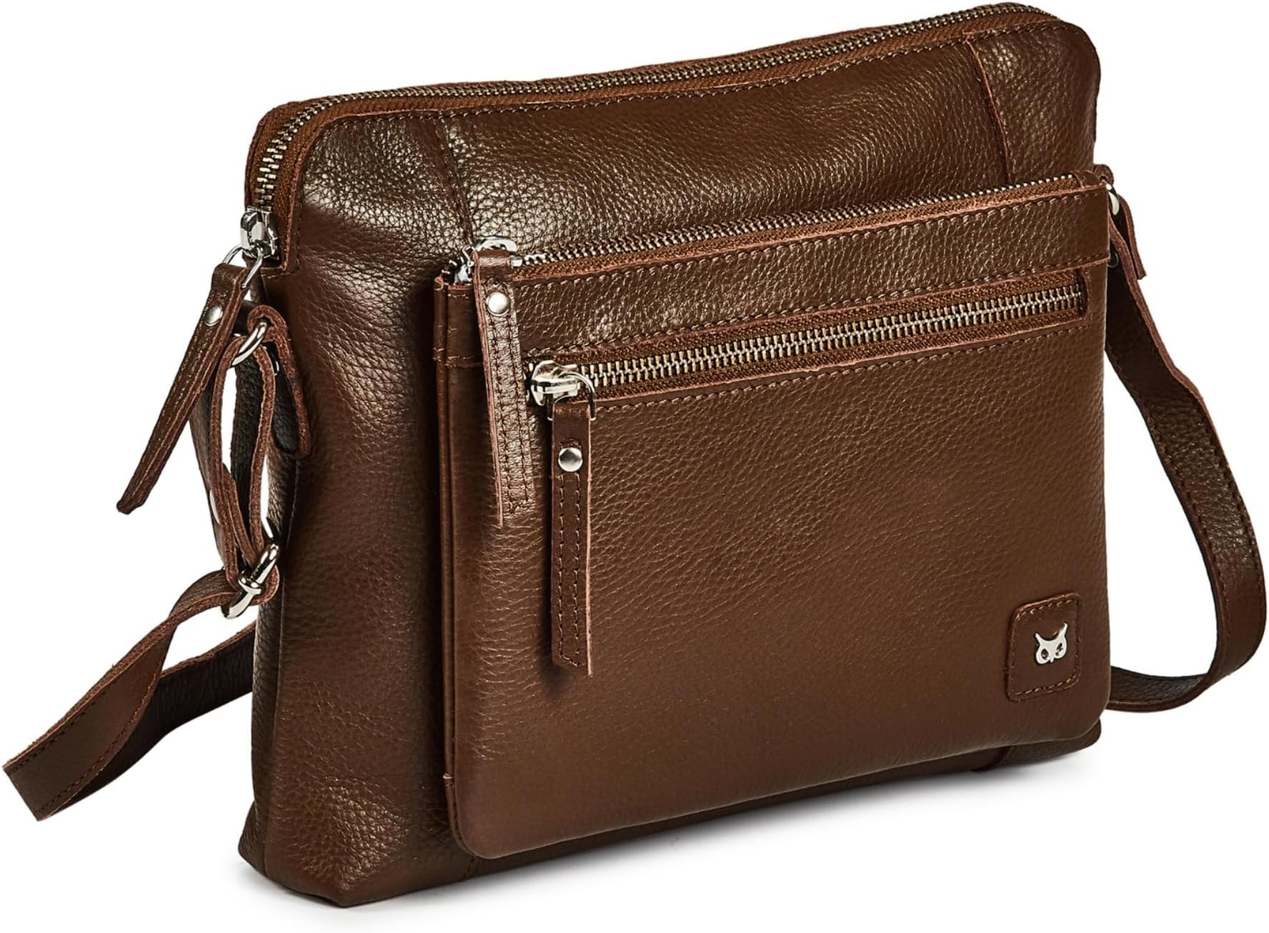 Leather Crossbody Bags for Women Small Soft Genuine Pebbled Sling Shoulder Handbag Crossover Purse with Full Adjustable Strap (Chocolate Nappa)