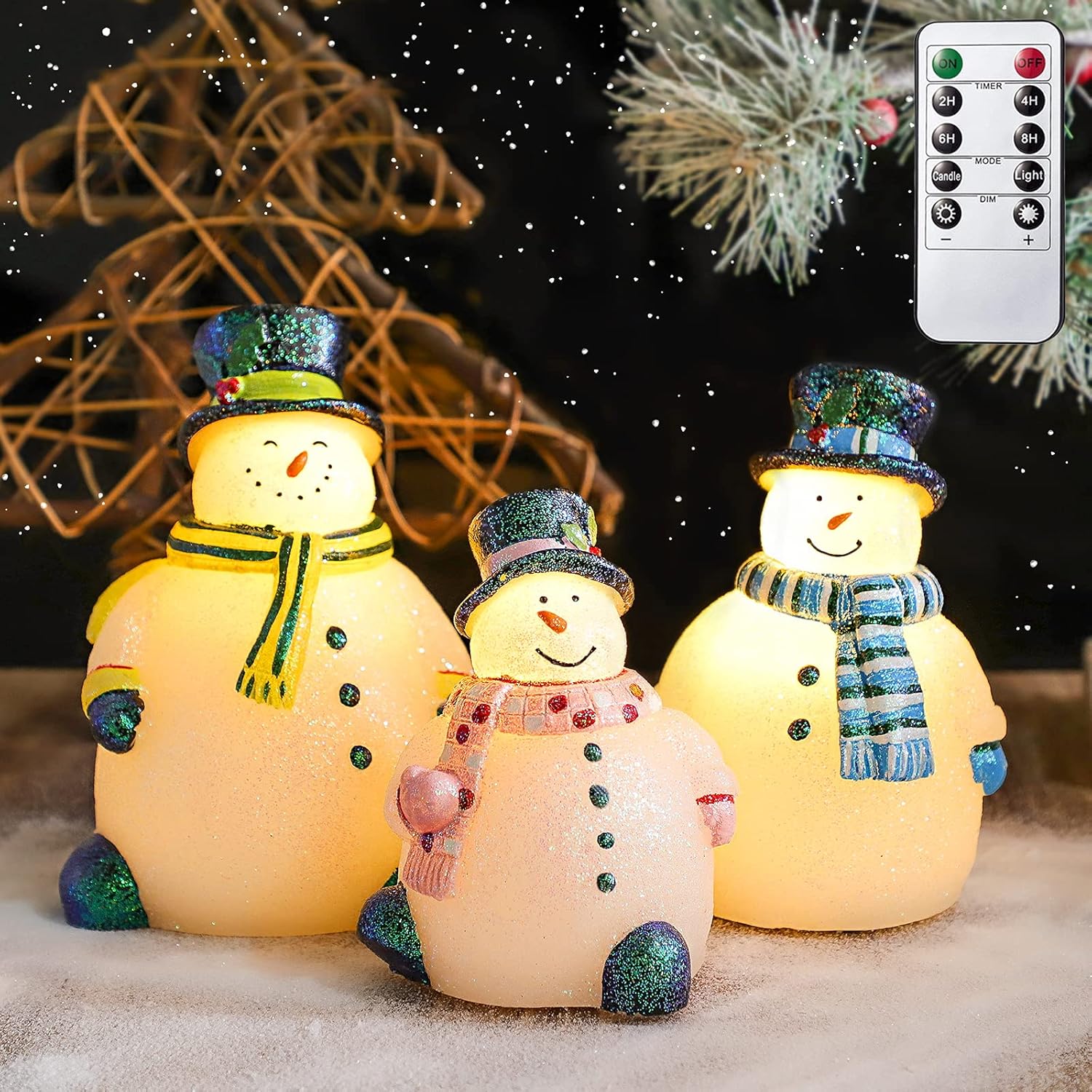 Immeiscent Christmas Flameless Candles, Flickering Snowman
