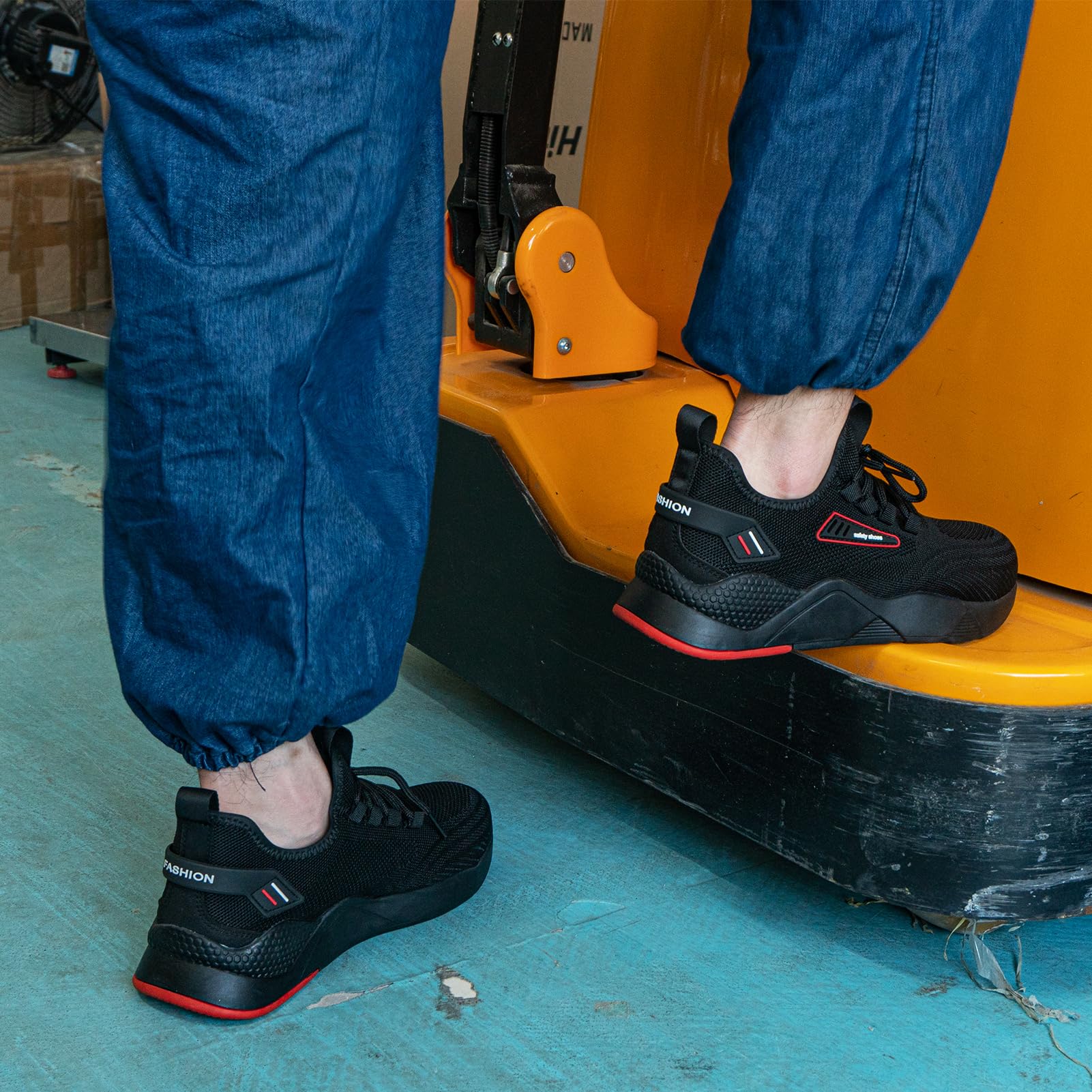 Hitmars Obuwie ochronne męskie buty bezpieczne damskie buty robocze bezpieczne sznurowadła do koszykówki kuchnia czarne EU36-48, Czarny koszyk bezpieczeństwa B, 47 EU