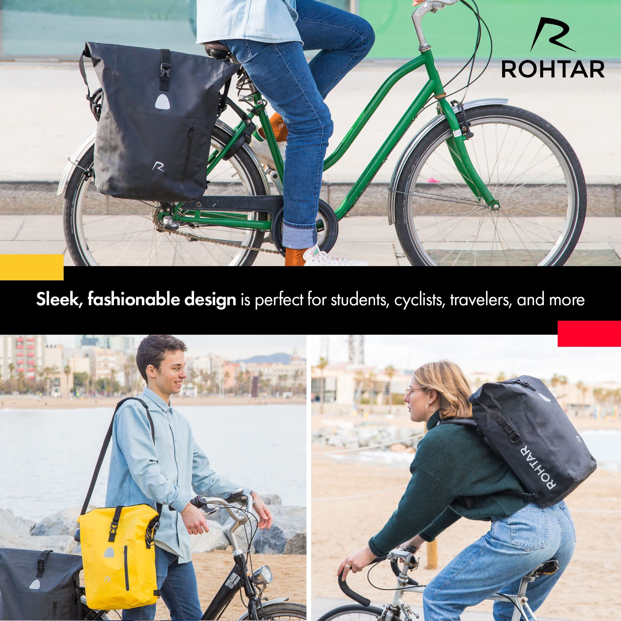 Rohtar Waterproof Bike Pannier Bag 25l Pannier Backpack With