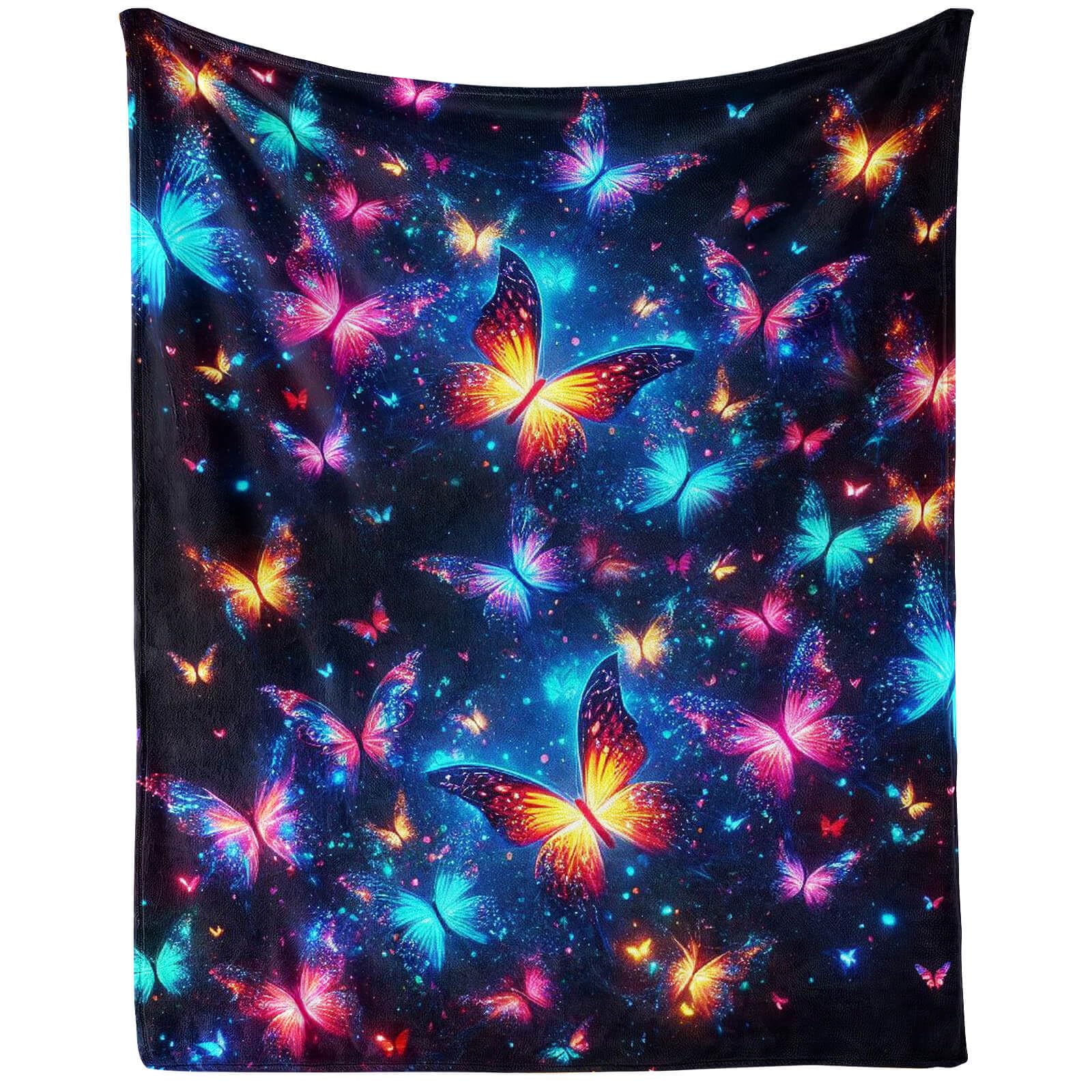 Butterfly Throw Blanket - Soft Flannel Butterflies Blankets for Girls Boys Kids - Warm Butterfly Throw Blankets for All Season Lap, Chair, Sofa - 50"