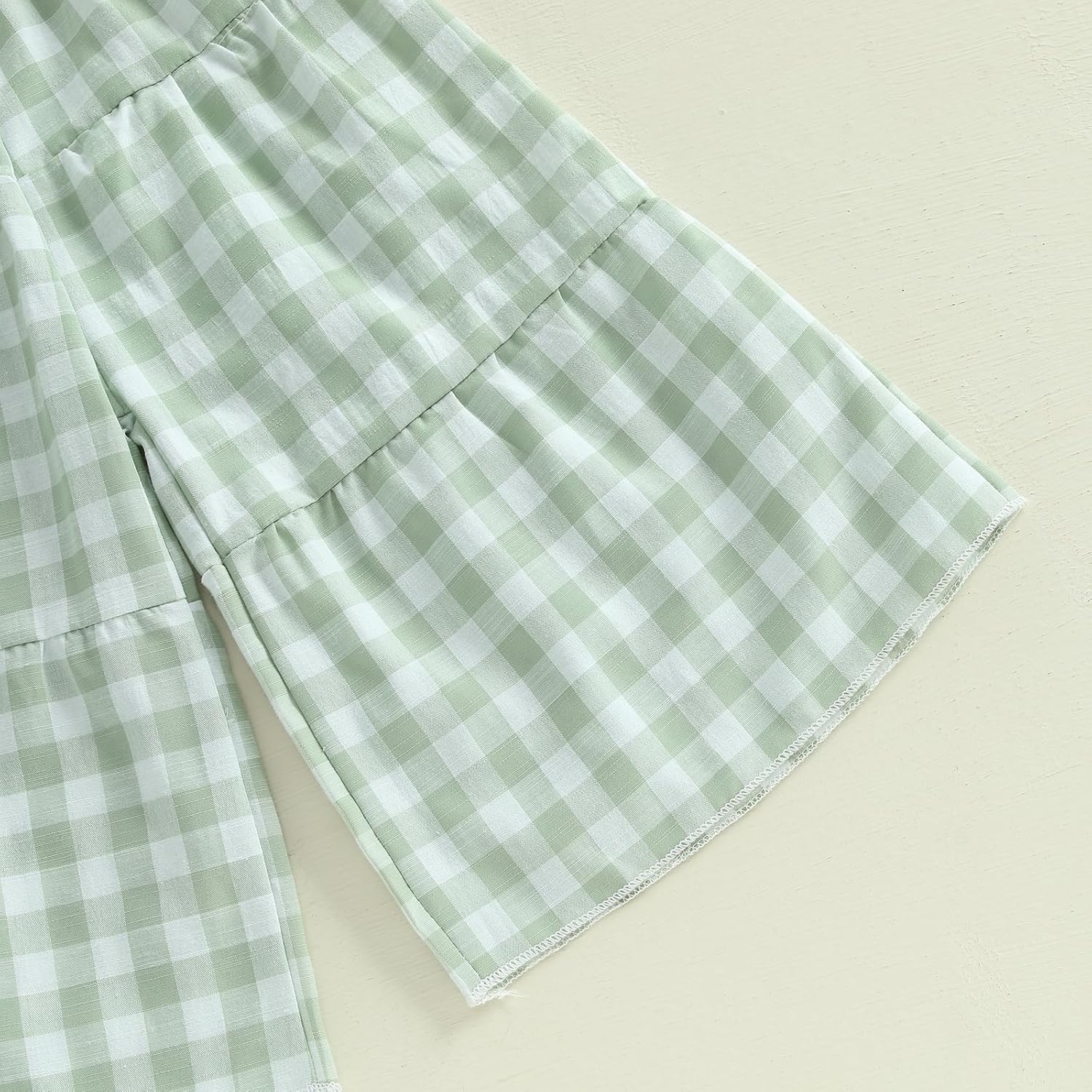 Toddler Girl Summer Outfits Eyelet Embroidery Cami Tops + Plaid Print Wide Leg Pants 2 Pcs Infant Girl Clothes Set - Image 7