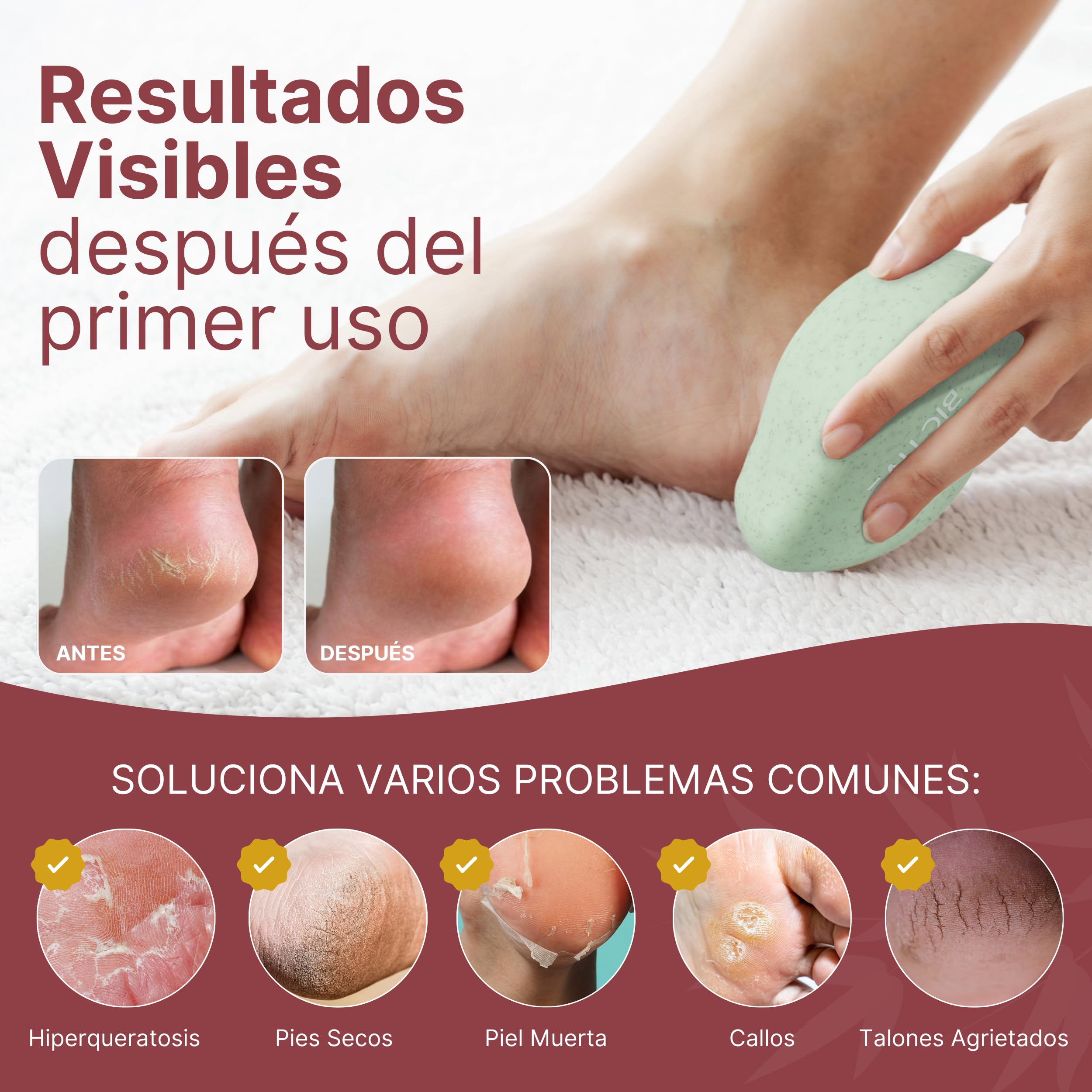 Lima para Pies con Nano Cristal. Lima Durezas de Pies, Callos y Talones Agrietados. Raspador Suave Fabricado con Partículas de Paja. Para Quitar Durezas de los Talones de forma Eficaz.