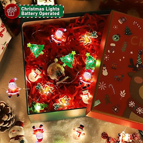 Miniatura 4 de Temporizador Guirnalda de luces de Navidad para decoración de árbol de muñeco de nieve, Papá Noel, funciona con pilas, guirnalda de luces de Navidad