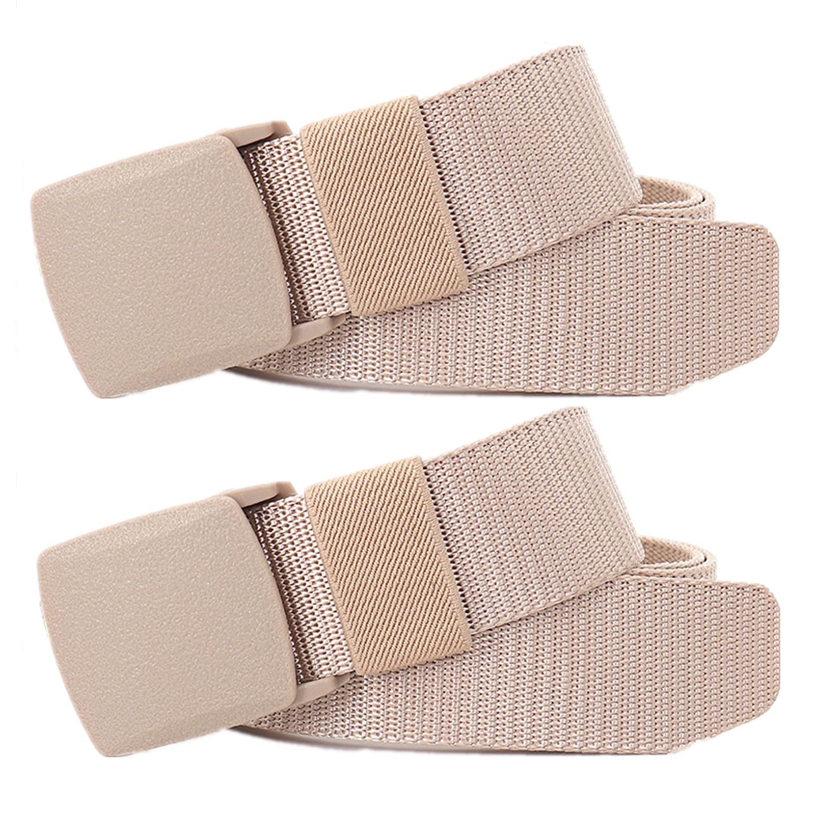 Cinturones para hombres Cinturón trenzado, cinturones de nailon ligeros for hombres y mujeres, cinturón de lona militar táctico resistente de liberación rápida sin Metal, paquete de 2(Beige,Length 170