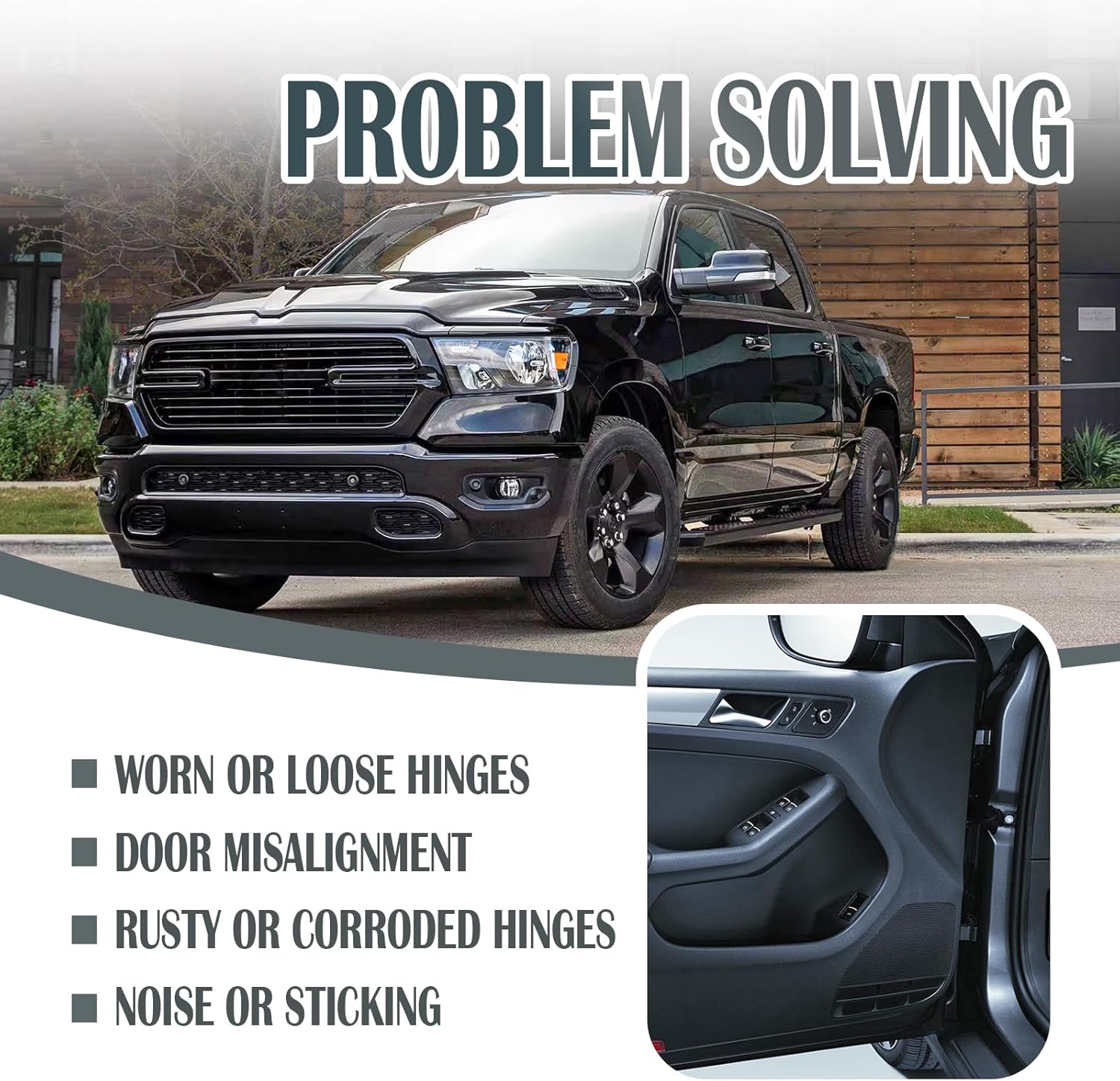 Front Left Driver Side Door Hinge Replacement for Ram 1500 2009-2018 1500 Classic 2019-2024 2500 3500 2010-2024 Replace 68058519AC 68058519AB