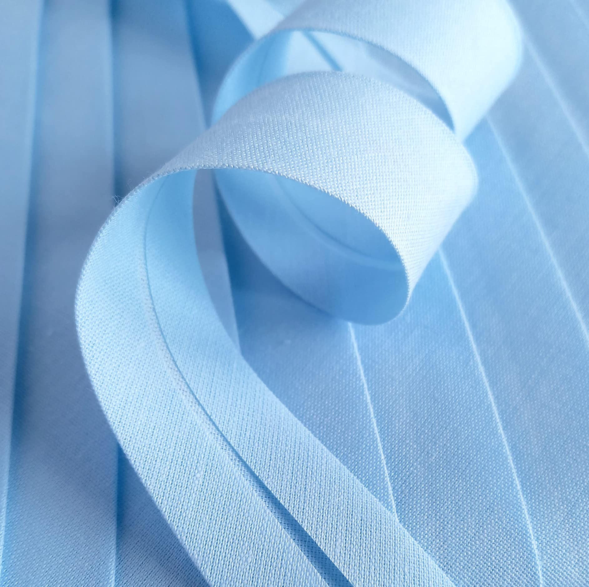 Light Blue 25mm Wide Bias Binding Edge Tape - Pre-Folded - Poly Cotton - 3 Metres