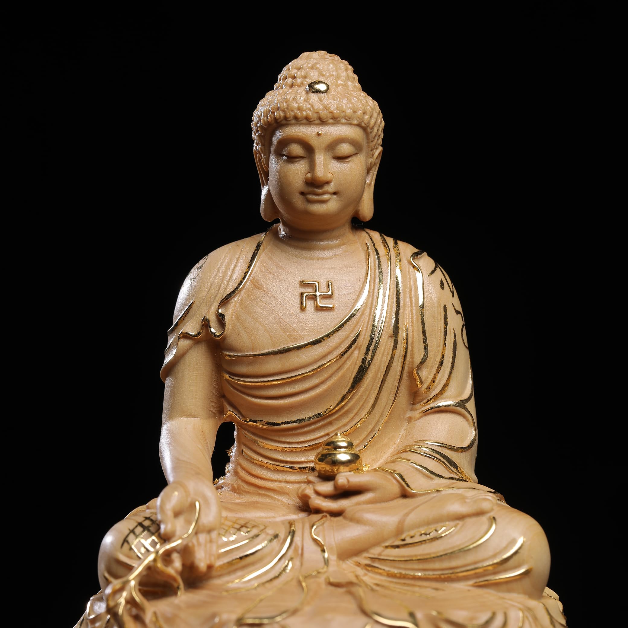10cm　釈迦如来坐像　黄楊木精彫 仏像　木彫仏教工芸品置物 Amazon.co.jp: 小葉黄楊木 木彫り仏様 木彫 彫刻工芸品 原木蒔絵系
