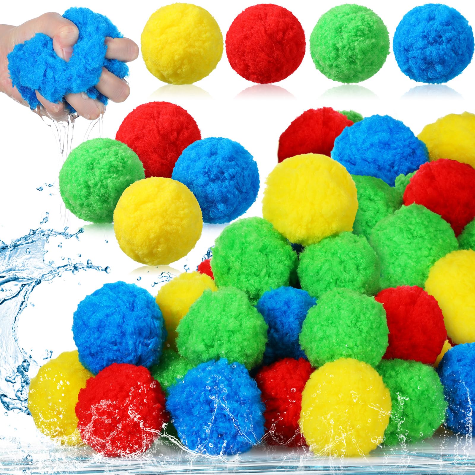 Sonwyoung Extra Large 3.94 Inch Reusable Sponge Water Balls, Soft Splash Pool Balls for Outdoor, Summer Pool Fun for Adults Water Fight, Yard Beach