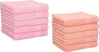 Betz Paquete de 10 Piezas Toalla Facial Palermo tamaño 30x30cm 100% algodón de Color Rosa y Apricot