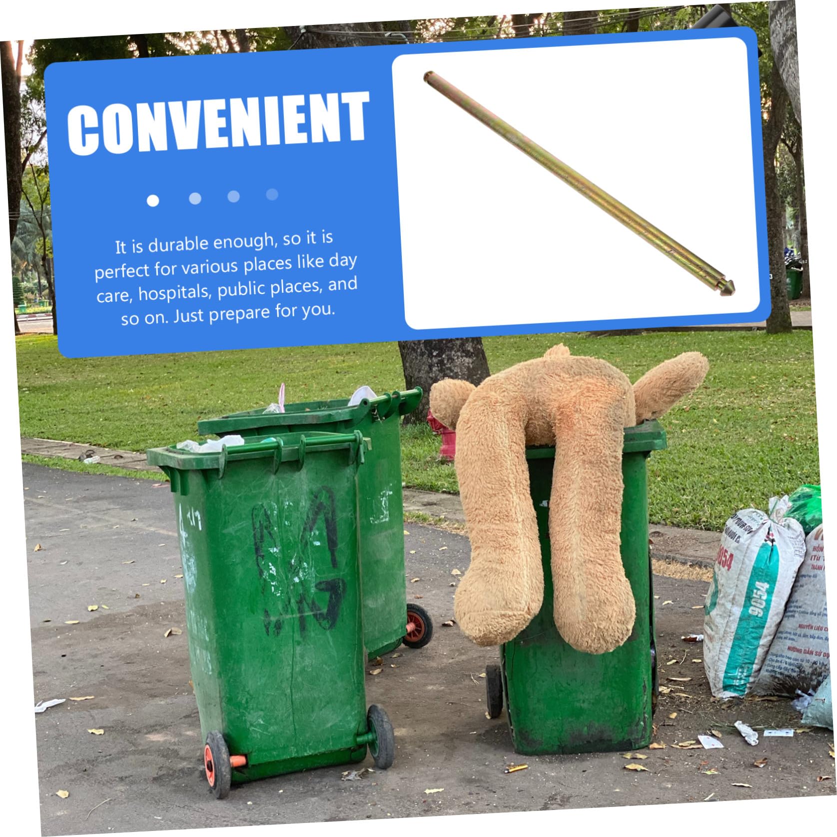 BESPORTBLE Eje de Acero Sólido 55 Cm para Cubo de Basura Accesorio Resistente para Bote de Basura Exterior Soporte Duradero para Contenedores de Repuesto Práctico para Residuos