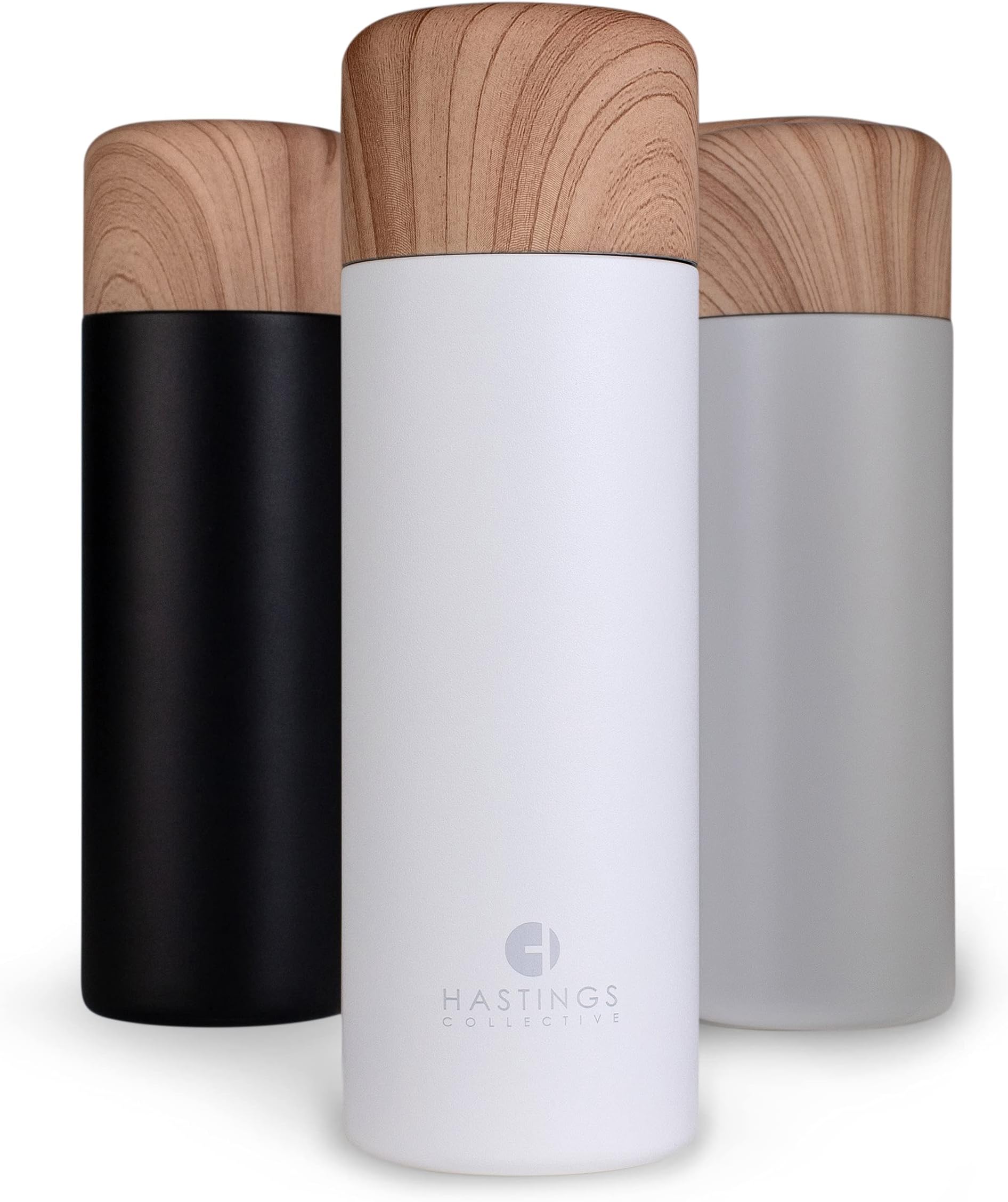 Hastings Collective FIKA Slim Coffee Travel Mug Tumbler - Stainless Steel Vacuum Insulated Thermos Cup with Spill Proof Lid, 17oz (500ml) (White)