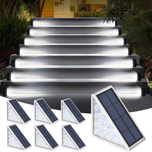 Luces LED Solares para Escalones, Luz para Escaleras, Luces Solares para Terraza IP67, Luces Decorativas Solares para Patio, Jardín, Senderos,