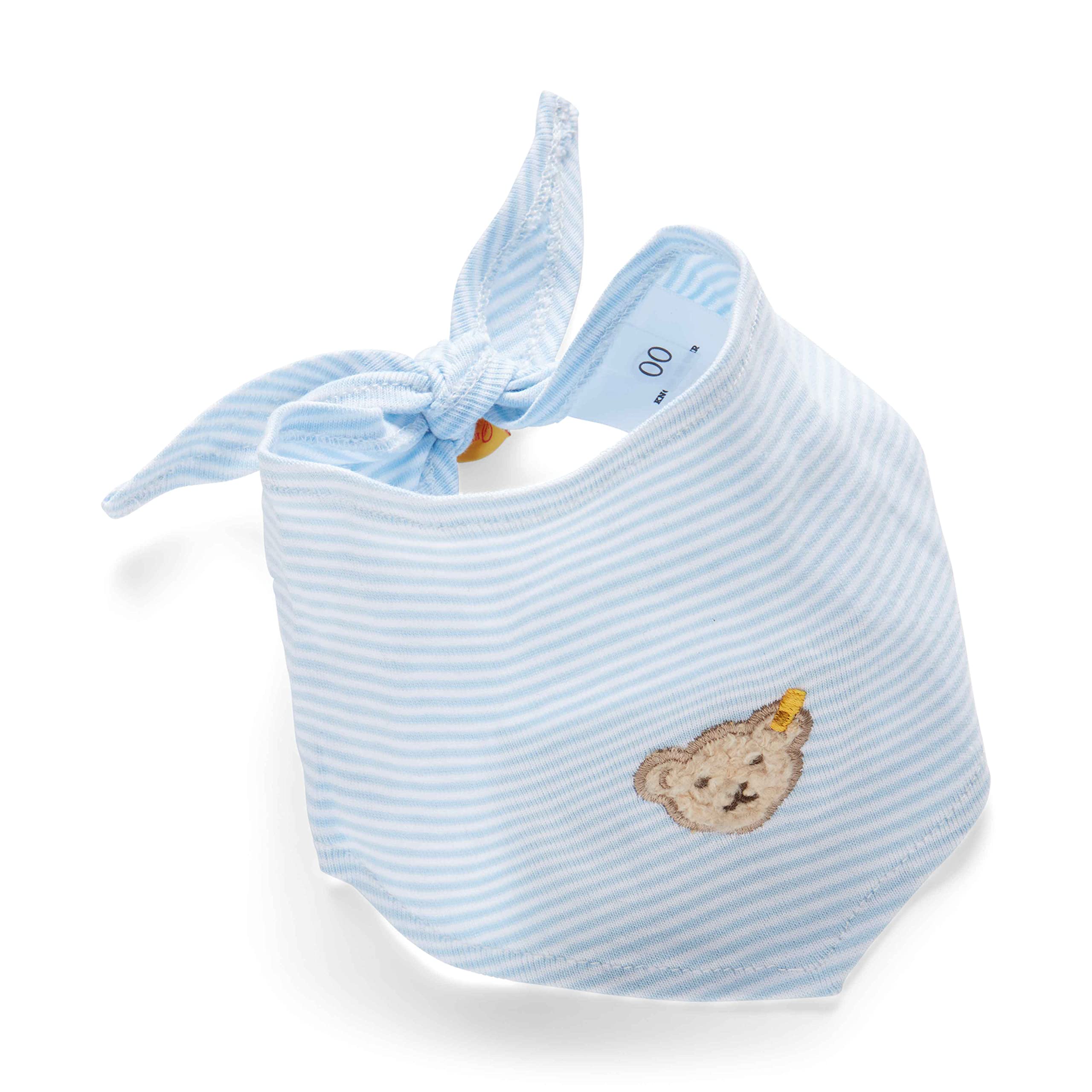 Steiff Baby Set, Basic Shirt weiß, Jogger gestreift & Halstuch