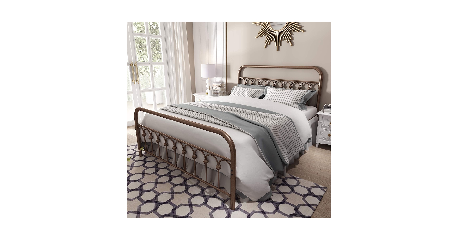 Amazon.com: YALAXON Vintage Sturdy Queen Size Metal Bed