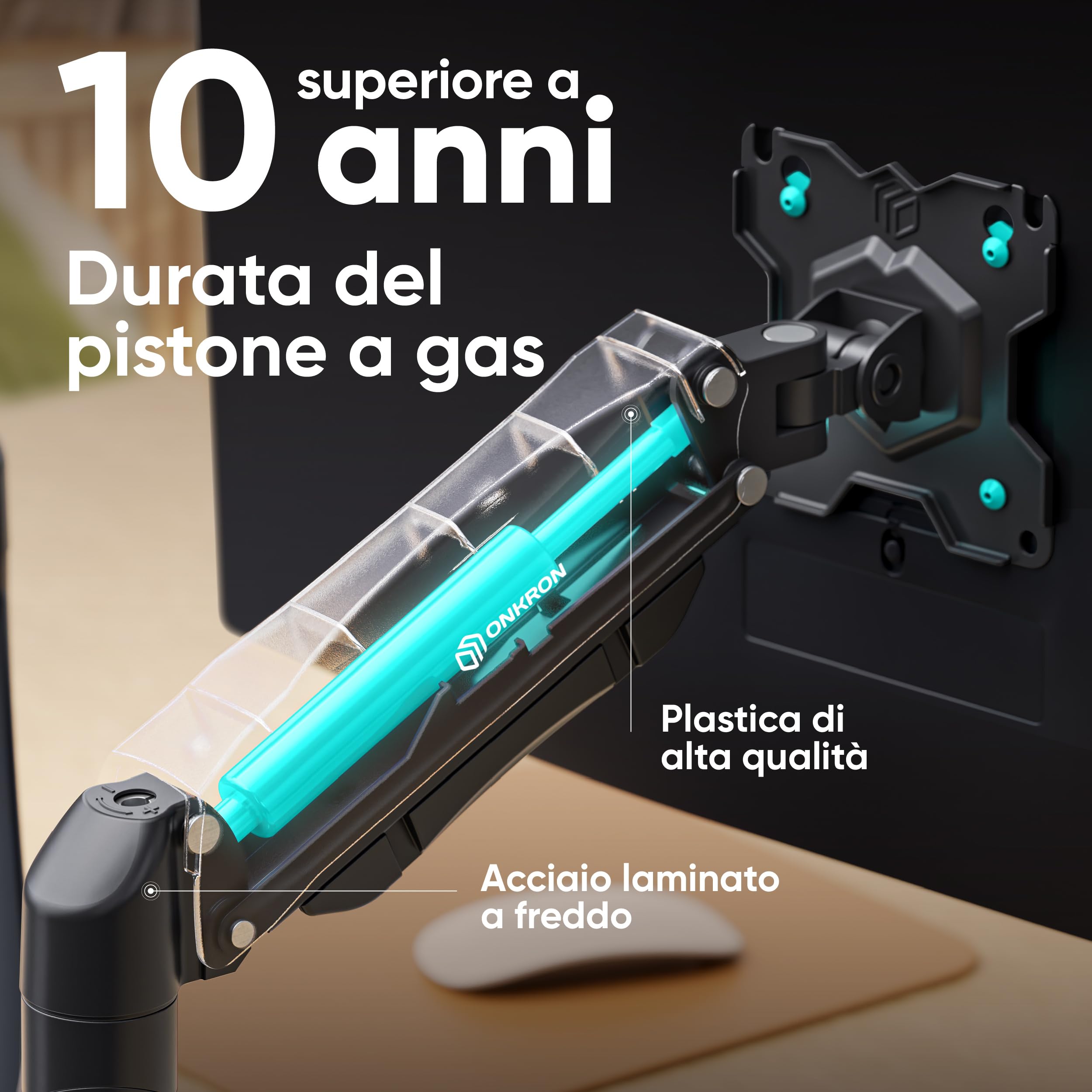 ONKRON Supporto Monitor Doppio Nero da 13 a 32 pollici - Staffa Monitor Scrivania con Carico Totale 16 kg - Porta Schermo PC da Scrivania max VESA 100x100 - Base Doppio Schermo PC Inclinabile G160-B