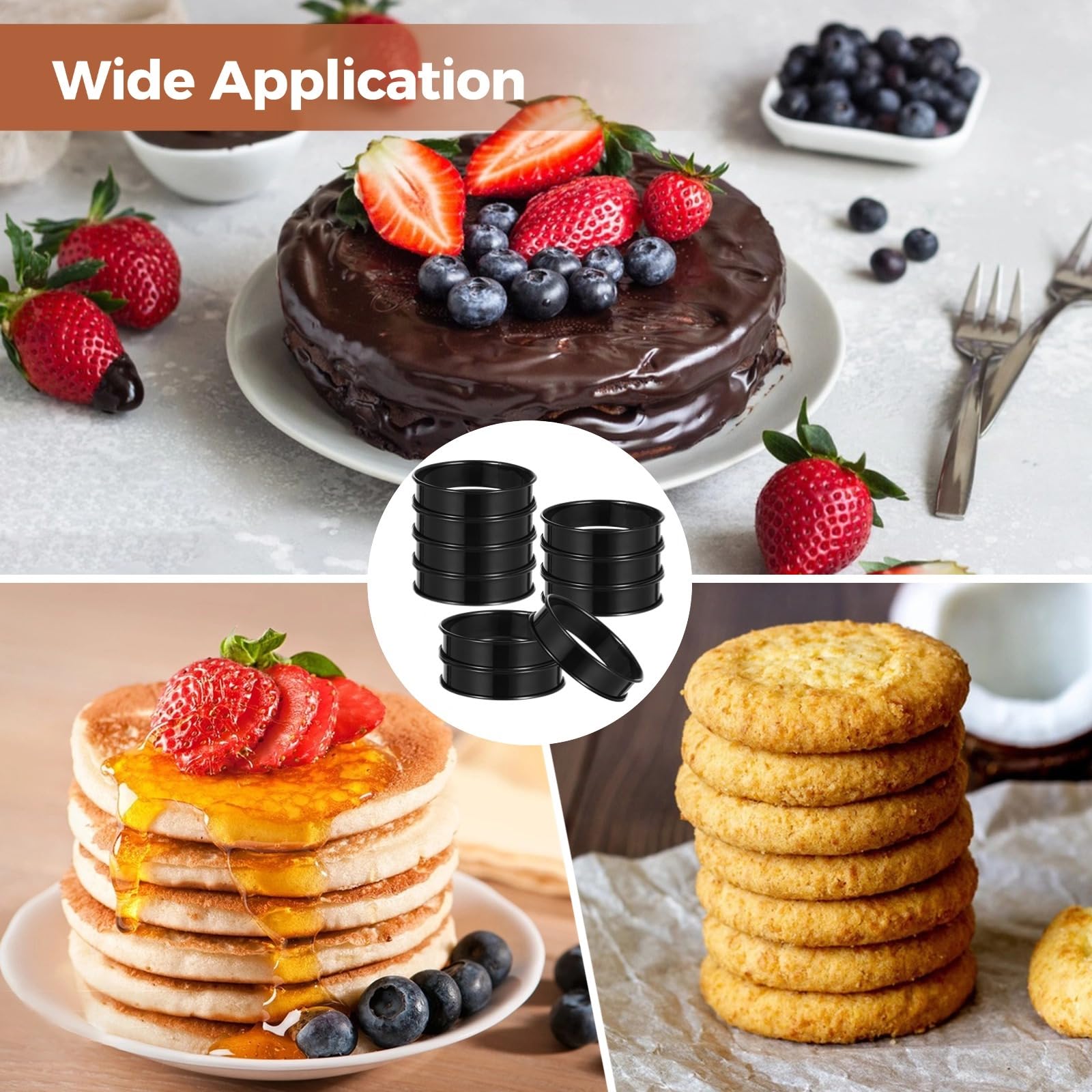 BOSREROY 10 STK. Muffinringe aus 304 Edelstahl, 4 Zoll Crumpet- und Tarteringe mit gerolltem Rand, für Kuchen, Muffins und Desserts, zum Backen und Kochen, ideal für DIY in der Küche