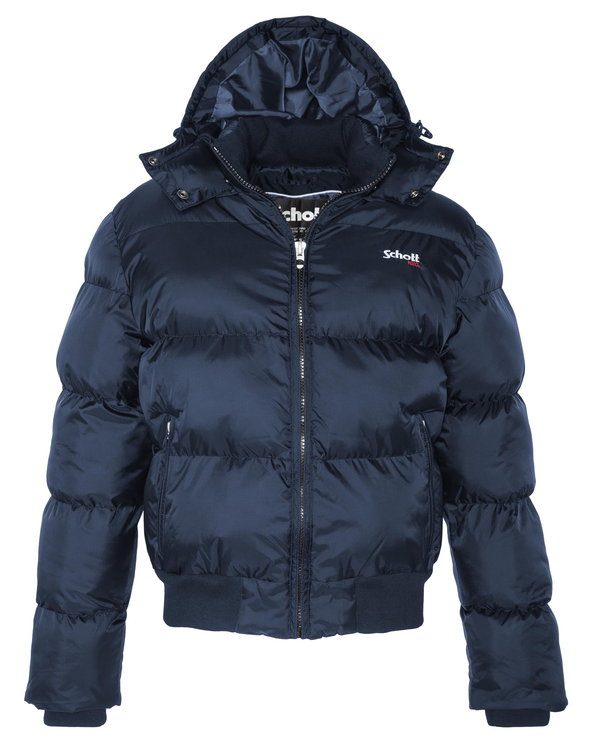 Schott NYC Mixte Chicago DOUDOUNE A CAPUCHE AVEC BORD COTE SCHOTT, NAVY, XXL EU