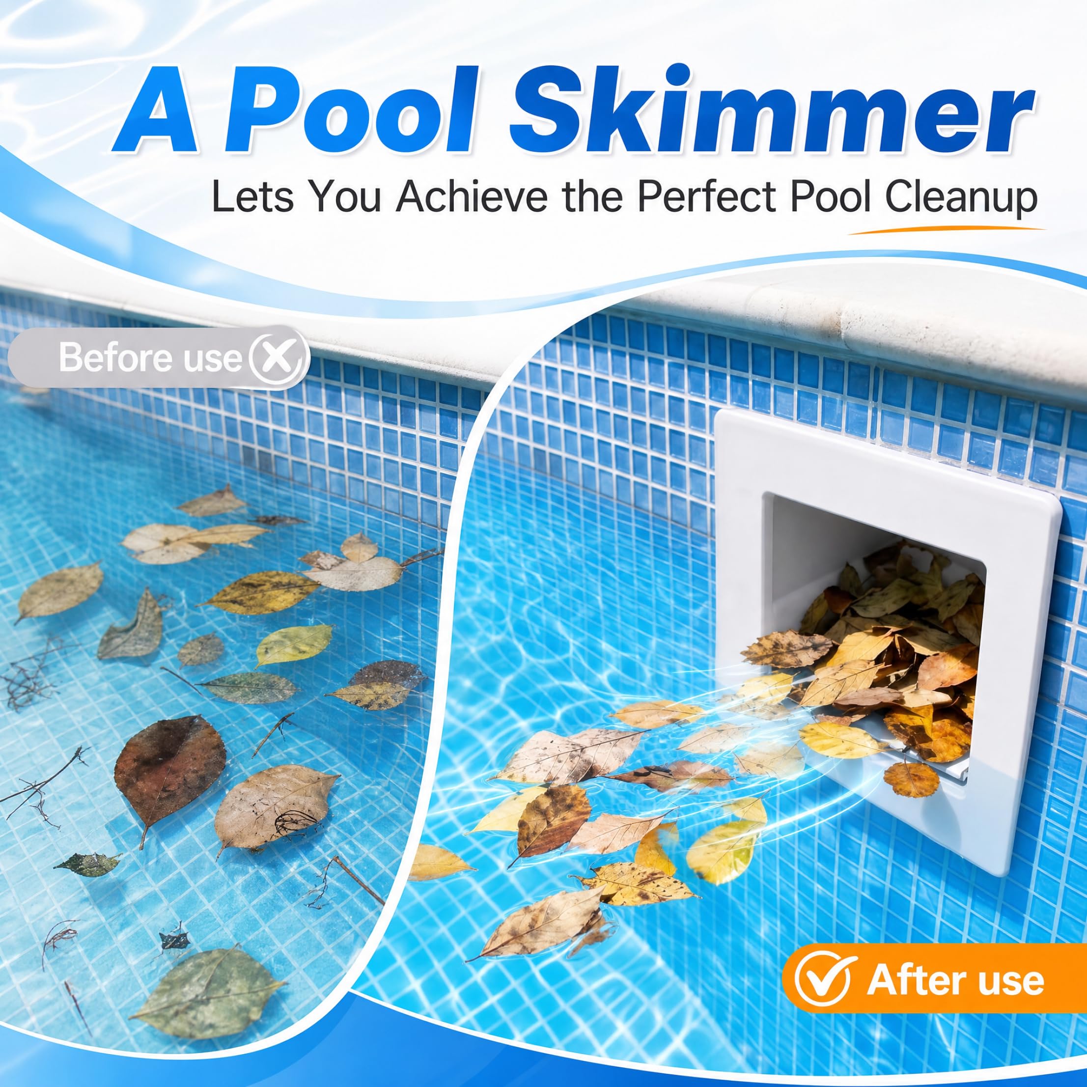Kit Skimmer per Piscina Fuori Terra, Skimmer a Parete Passante in plastica per Piscina Fuori Terra - Sostituzione, Bianco.