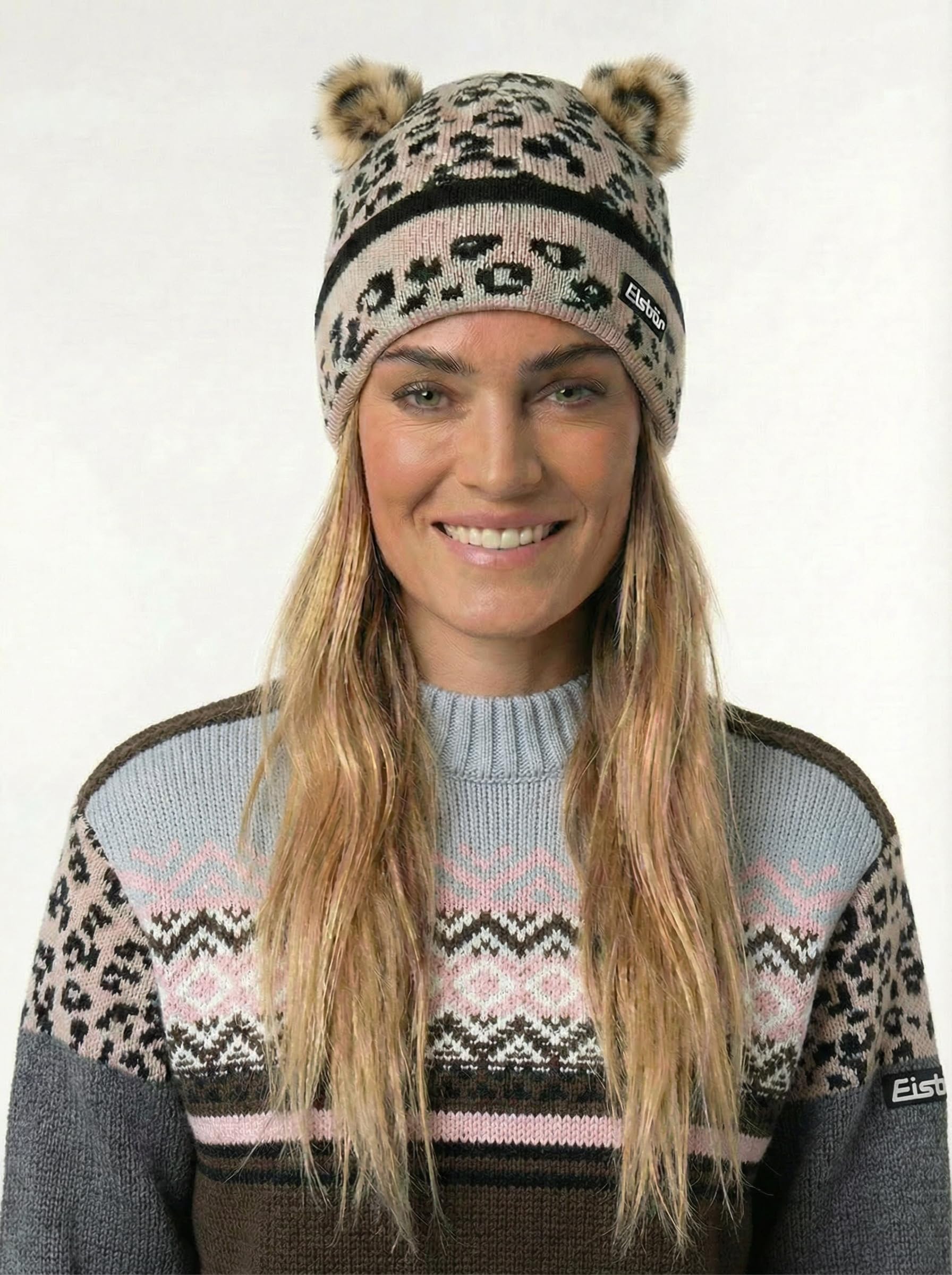 Eisbär Gorro de mujer Stephie Leo – 50 años Esquí Austria colección de aniversario – Gorro de lana merino para mujer con forro polar protege contra el frío y el viento – Gorro de invierno con patrón