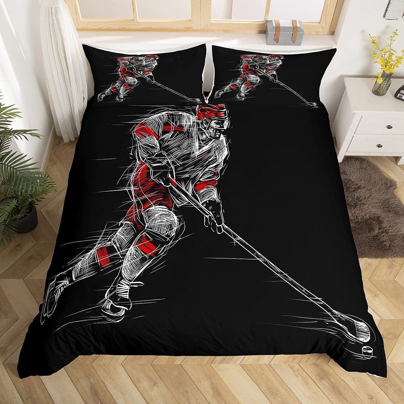 Parure de lit hockey 90x190 cm le cadeau d'anniversaire idéal pour enfant