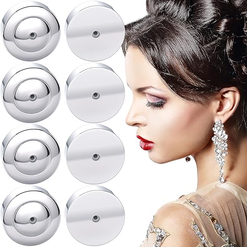 8 piezas de aretes de plata para orejas caídas, dados de acero de titanio de 0.16 x 0.315 pulgadas, soporte de aretes para aretes pesados, aretes