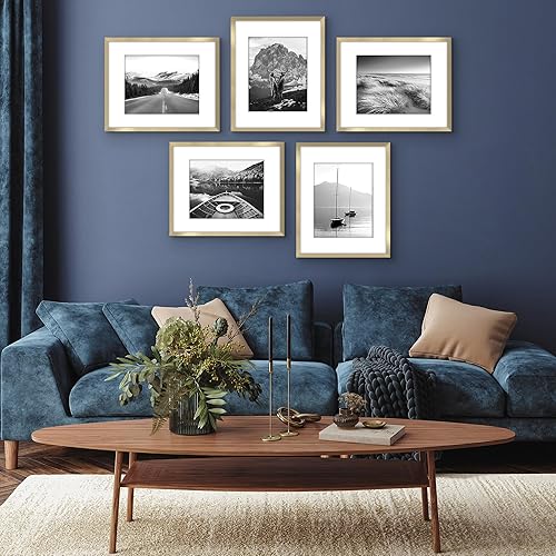 Vista 474 de Americanflat Portarretratos de 5 x 6 pulgadas con plexiglás pulido, juego de 5 portarretratos de 2 x 3 pulgadas con paspartú o para fotos de 5 x 6