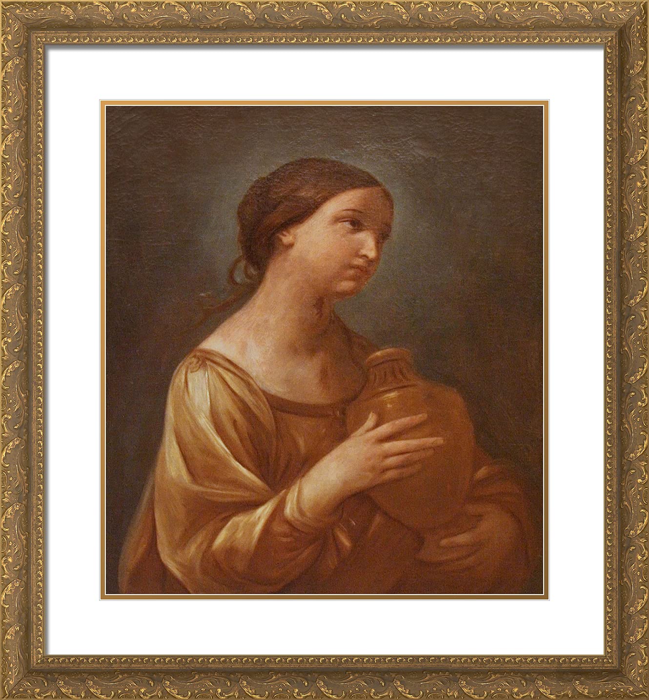 ArtDirect Reni Guido 20x21 Gold Ornate Framed Art Print with Double Matting Titled Magdalene With the Jar of
